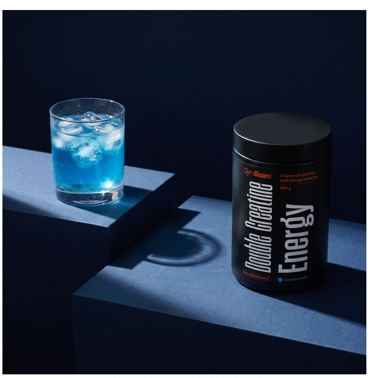 GymBeam Kreatin Blaue-Himbeere Double Energy mit Vitaminen laktosefrei Creatin Energie-Power 350 g