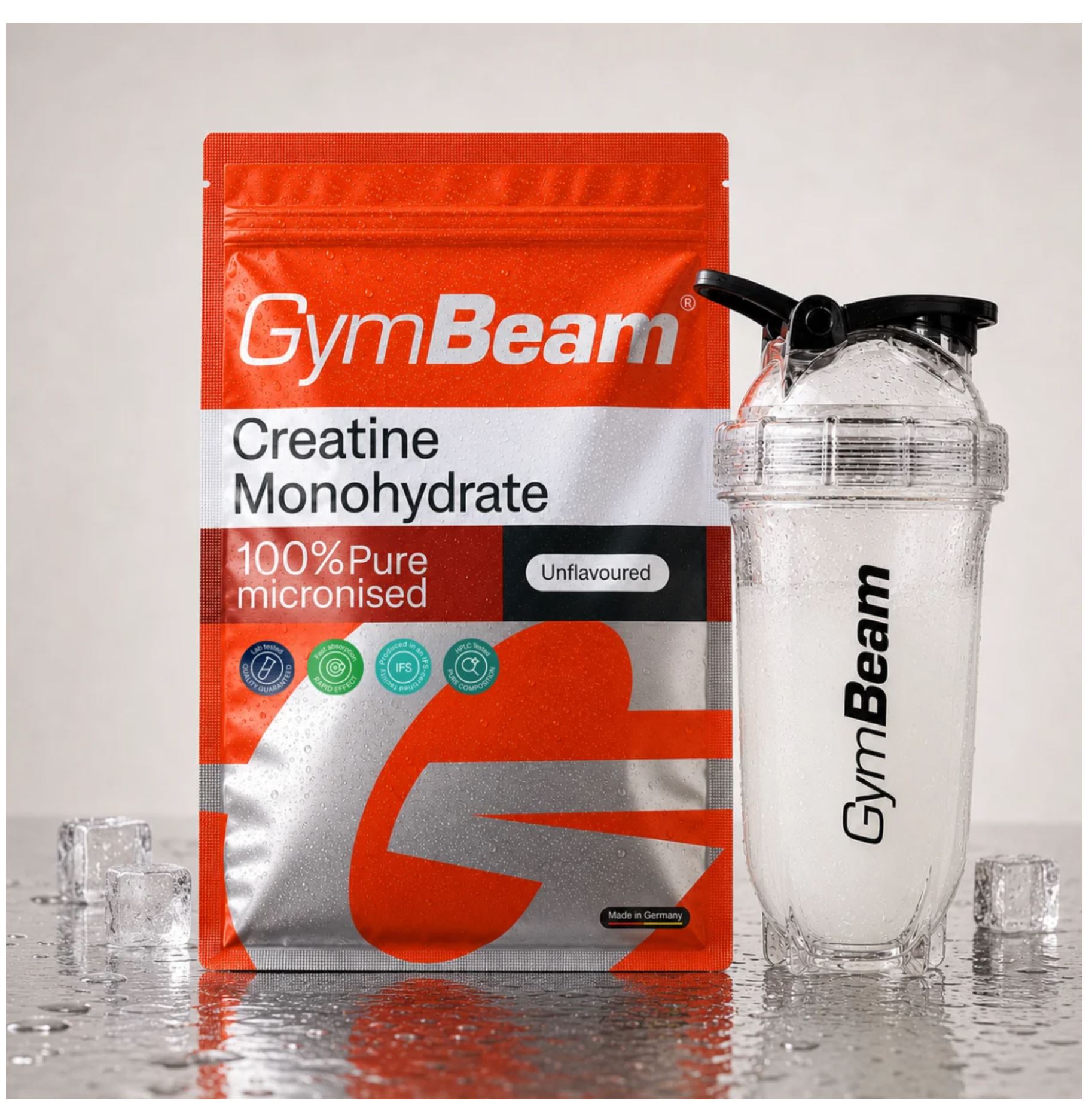 GymBeam 100% Kreatin-Monohydrat reines Creatin ohne Geschmack 500 g