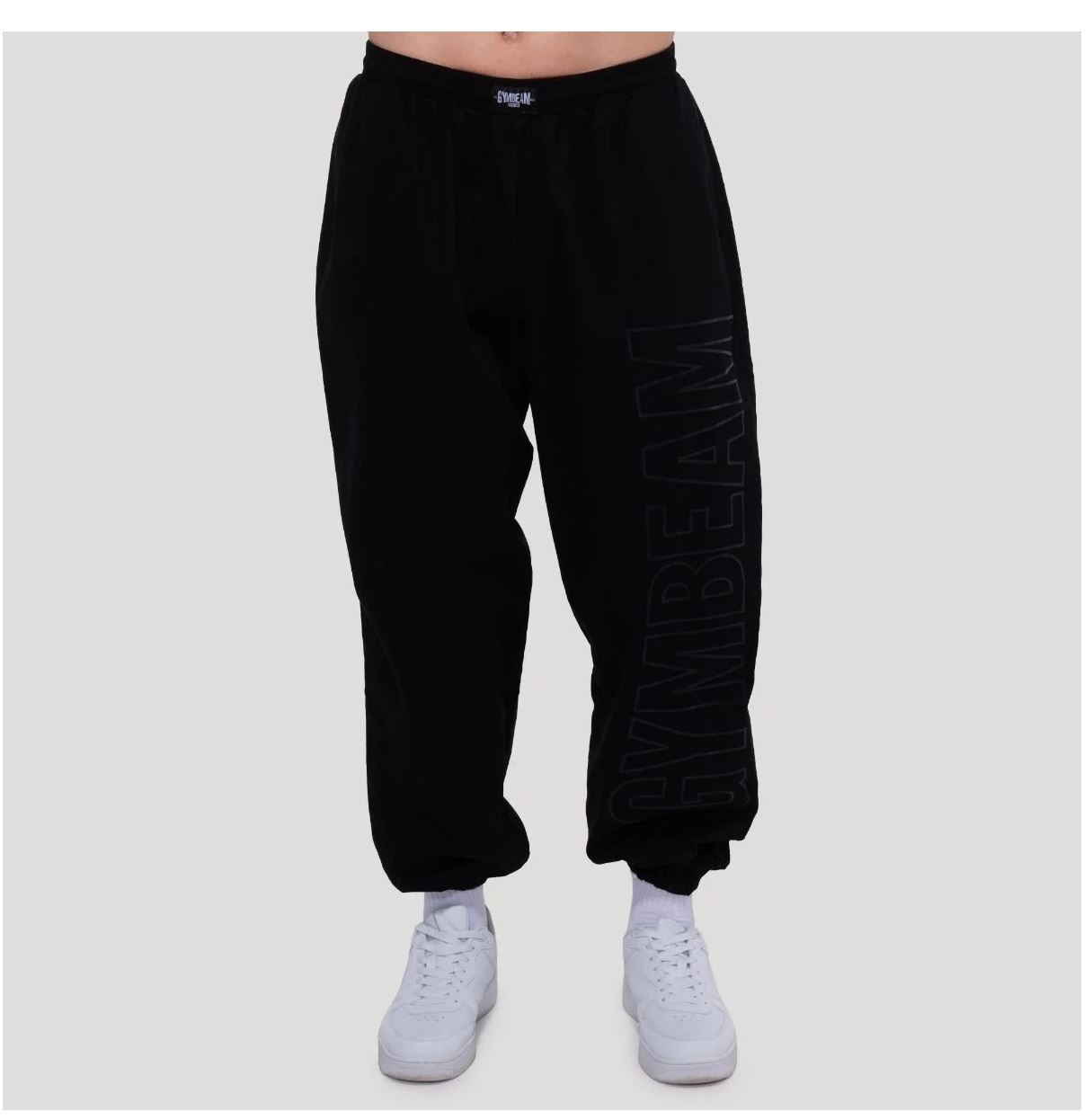 GymBeam Jogginghose schwarz Persistence mit Ripstop-Gewebe Bodybuilderhose oversized-Schnitt 100% Baumwolle Gr. S