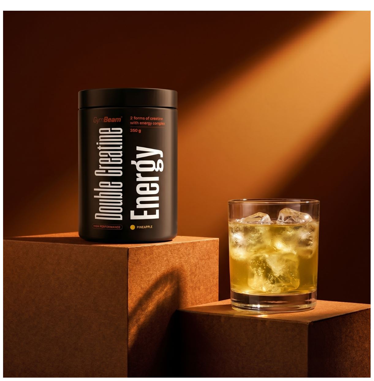 GymBeam Kreatin Ananas Double Energy mit Vitaminen laktosefrei Creatin Energie-Power 350 g