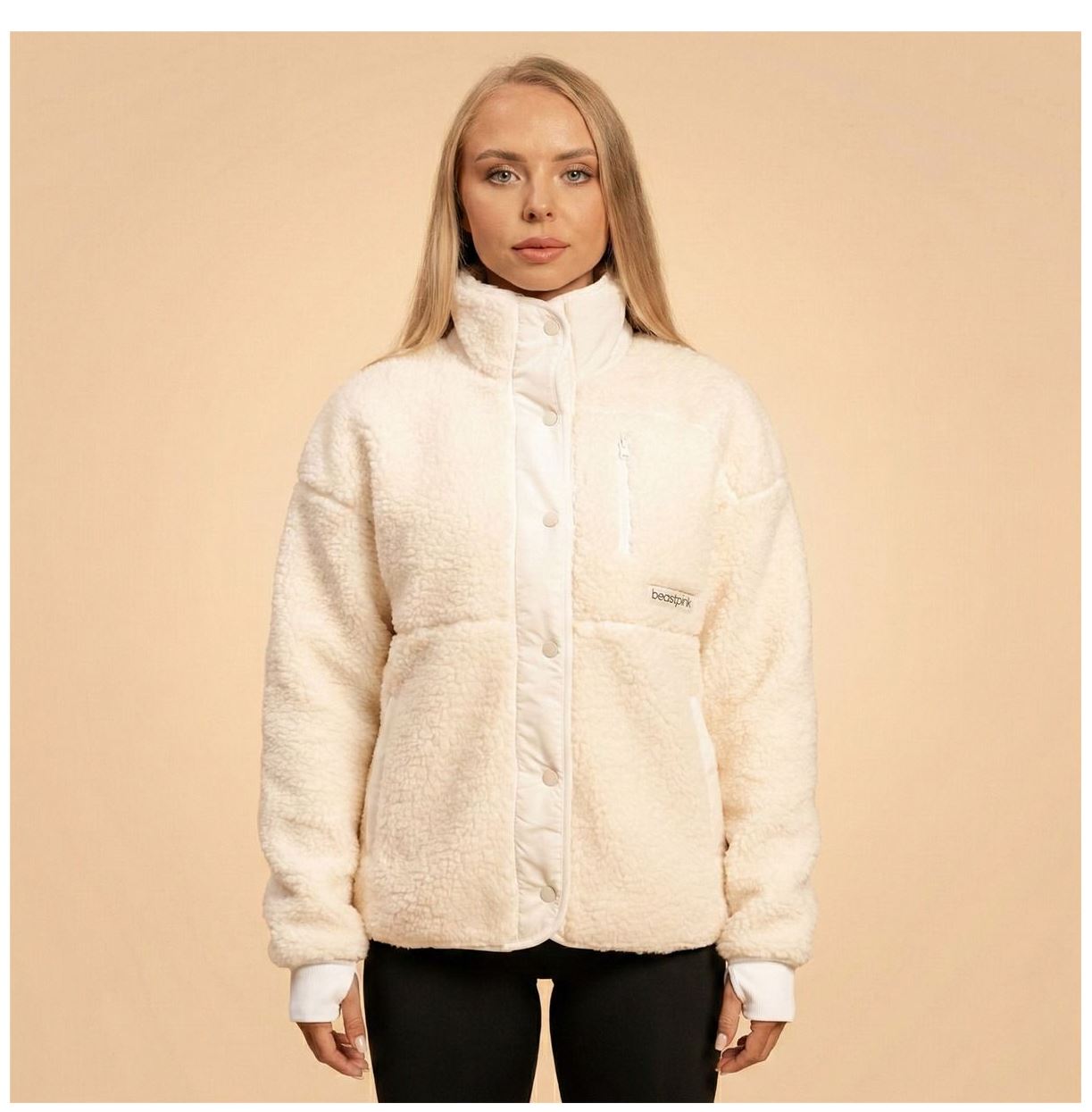 BeastPink Fleecejacke mit Plüschfutter Ivory Übergangsjacke BLISS Jacke für Frauen Gr. XS