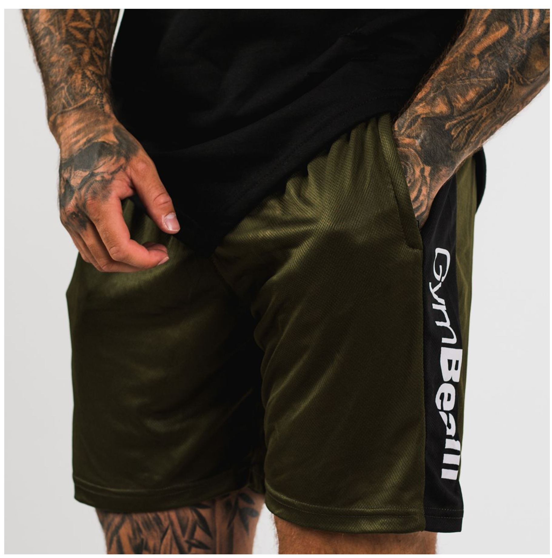 GymBeam VERTICAL-Shorts Sportshorts für Männer als Trainingsshorts Military Gr. S