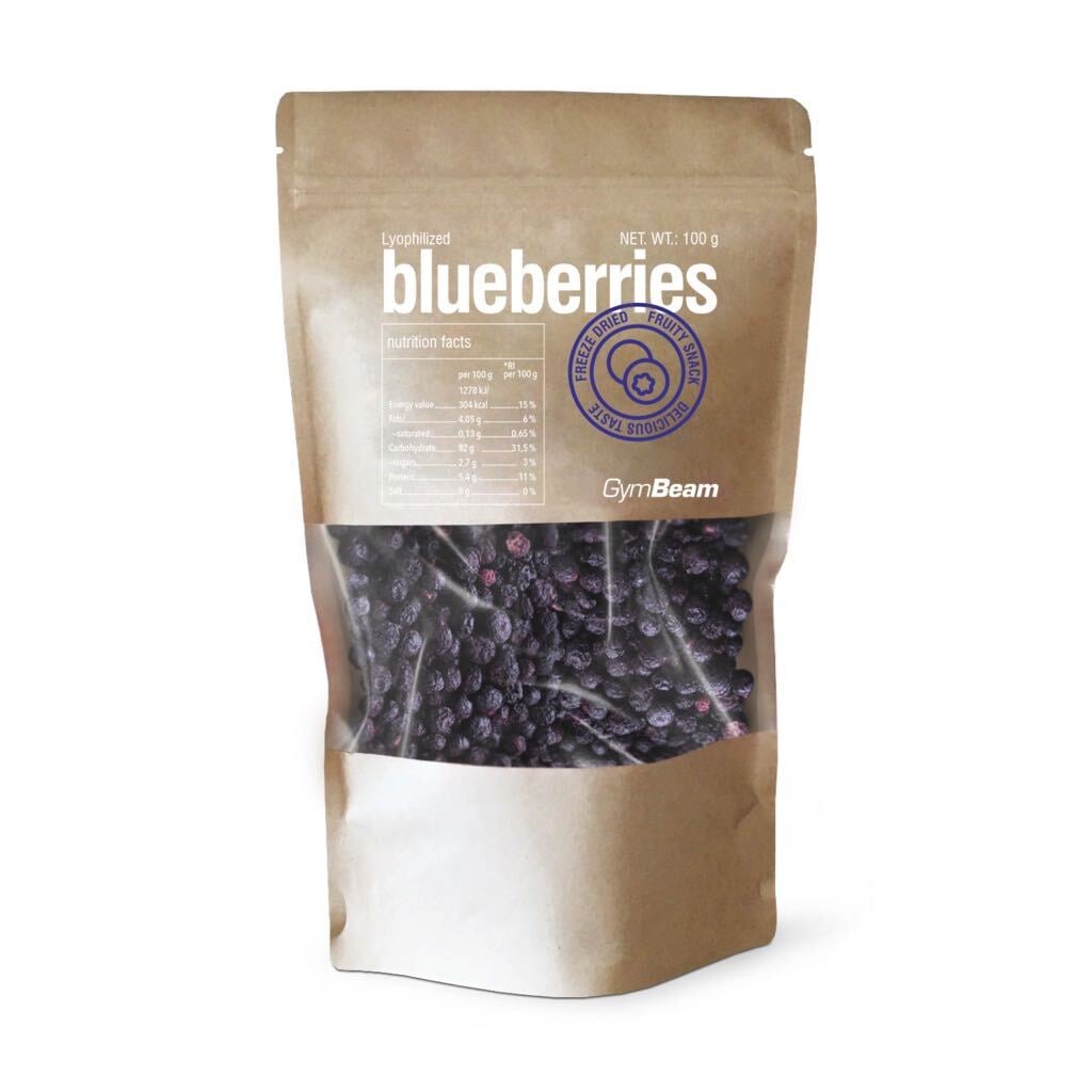 GymBeam Heidelbeeren gefriergetrocknet Blaubeeren knusprig als Trockenfrucht 100 g