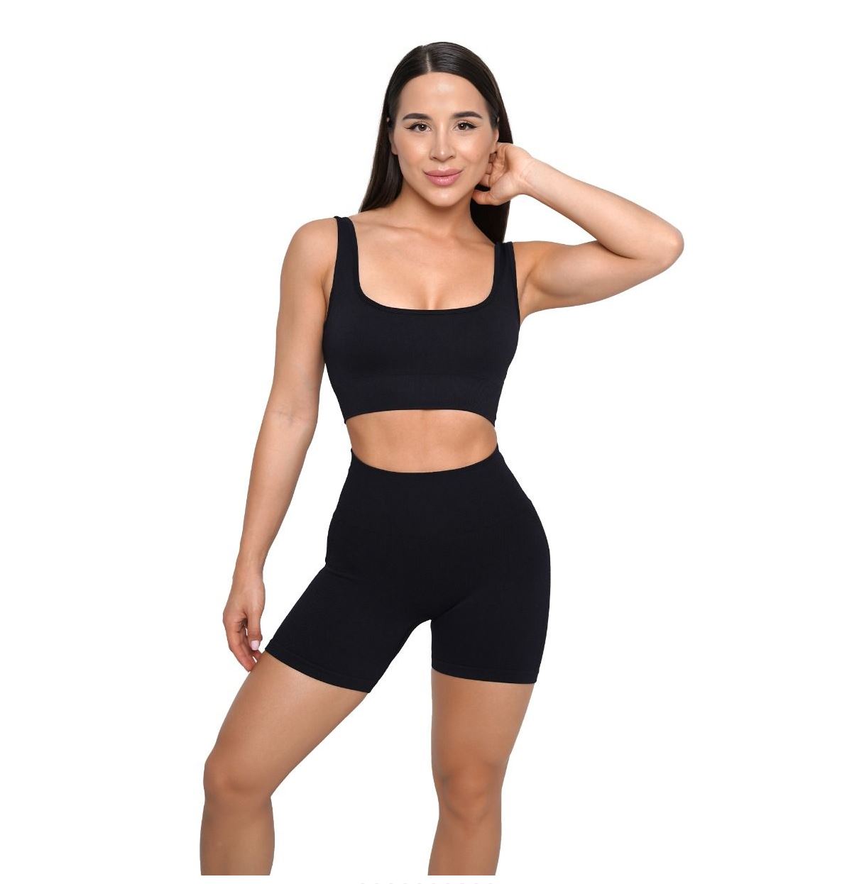 GymBeam LIFT Sport-BH schwarz nahtlos mittlerer Halt Fitness-BH mit Einlagen-Pads Gr. S