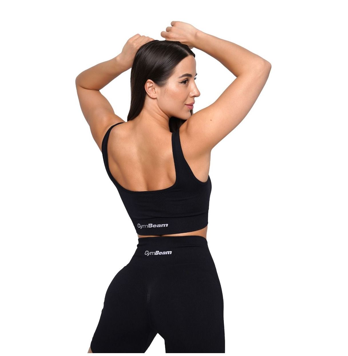 GymBeam LIFT Sport-BH schwarz nahtlos mittlerer Halt Fitness-BH mit Einlagen-Pads Gr. S