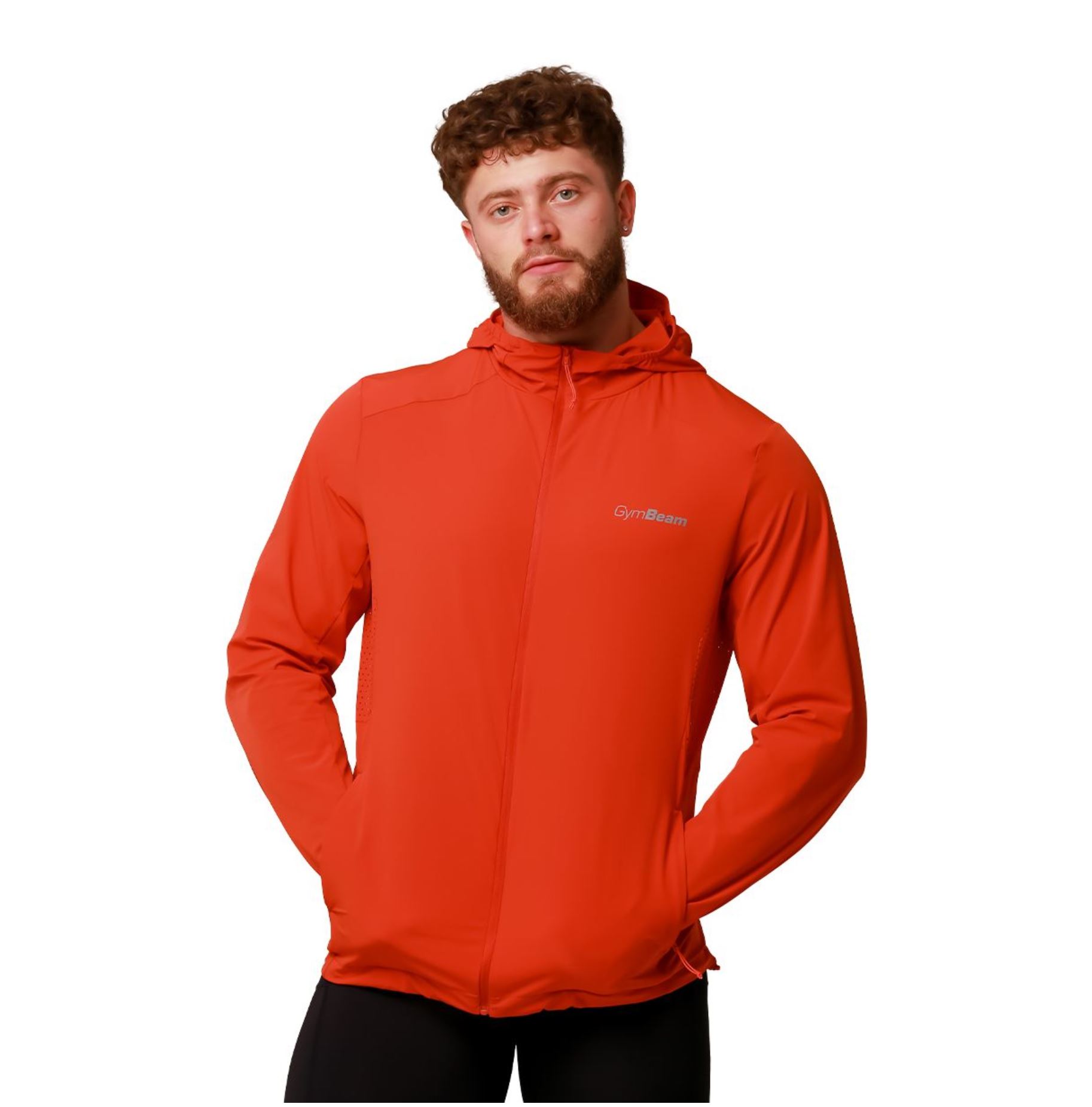 GymBeam PULSE Laufjacke wasserdicht Trainingsjacke DWR-Imprägniert Orange Gr. XL
