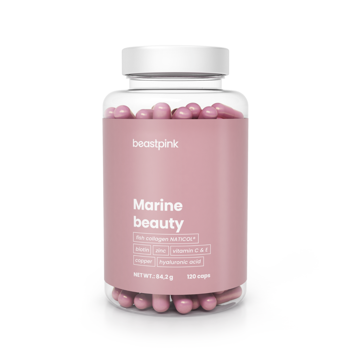 BeastPink Marine Beauty Fischkollagen NATICOL Kollagen für Frauen 120 Kapseln