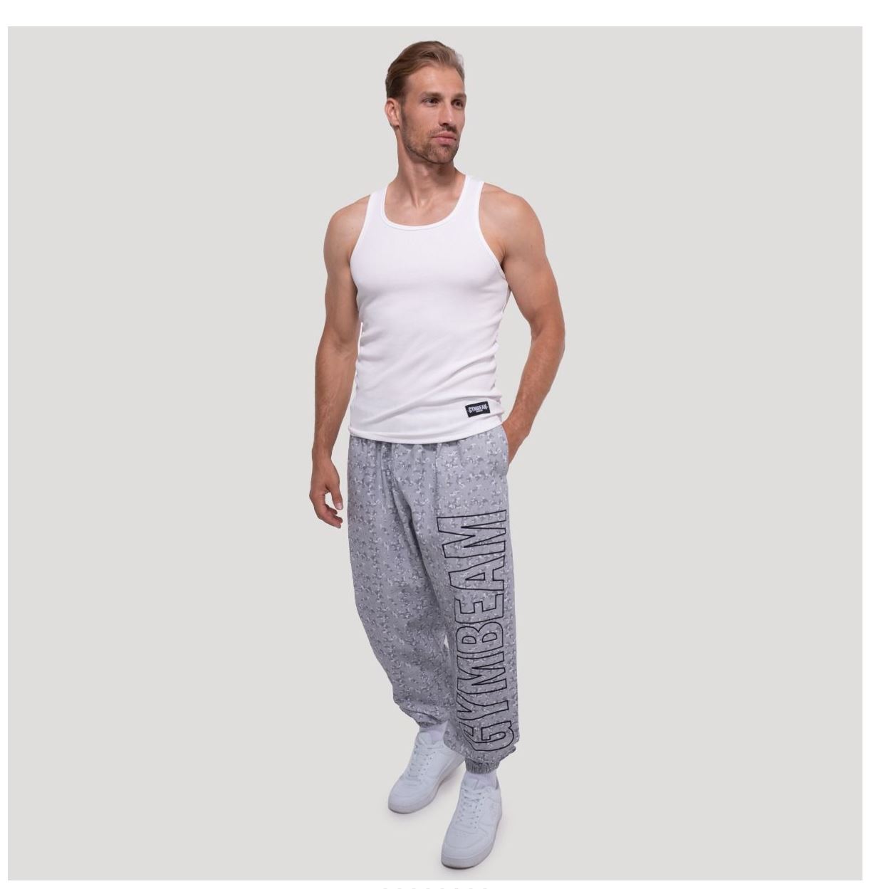 GymBeam Jogginghose grau Persistence mit Ripstop-Gewebe Bodybuilderhose oversized-Schnitt 100% Baumwolle Gr. S