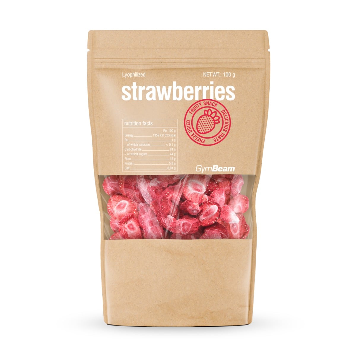 GymBeam Erdbeeren gefriergetrocknet knuspriger Erdbeer-Fruchtgenuss 100 g