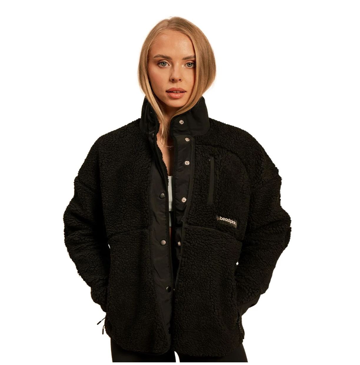 BeastPink Fleecejacke mit Plüschfutter schwarz Übergangsjacke BLISS Jacke für Frauen Gr. XS