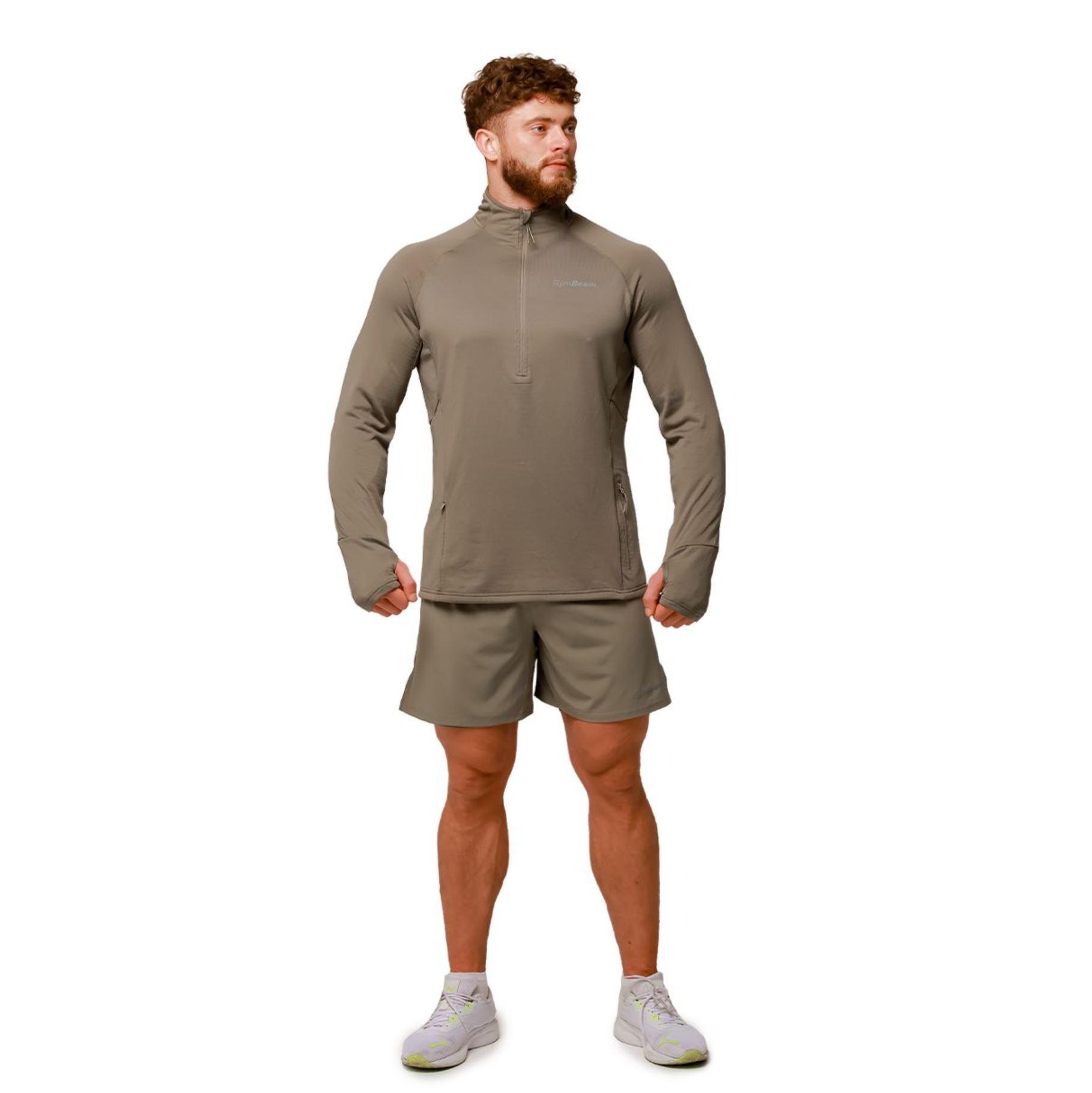GymBeam PULSE Laufshorts 2in1 atmungsaktiv & schnelltrocknend mit Rückentasche Vetiver Gr. S