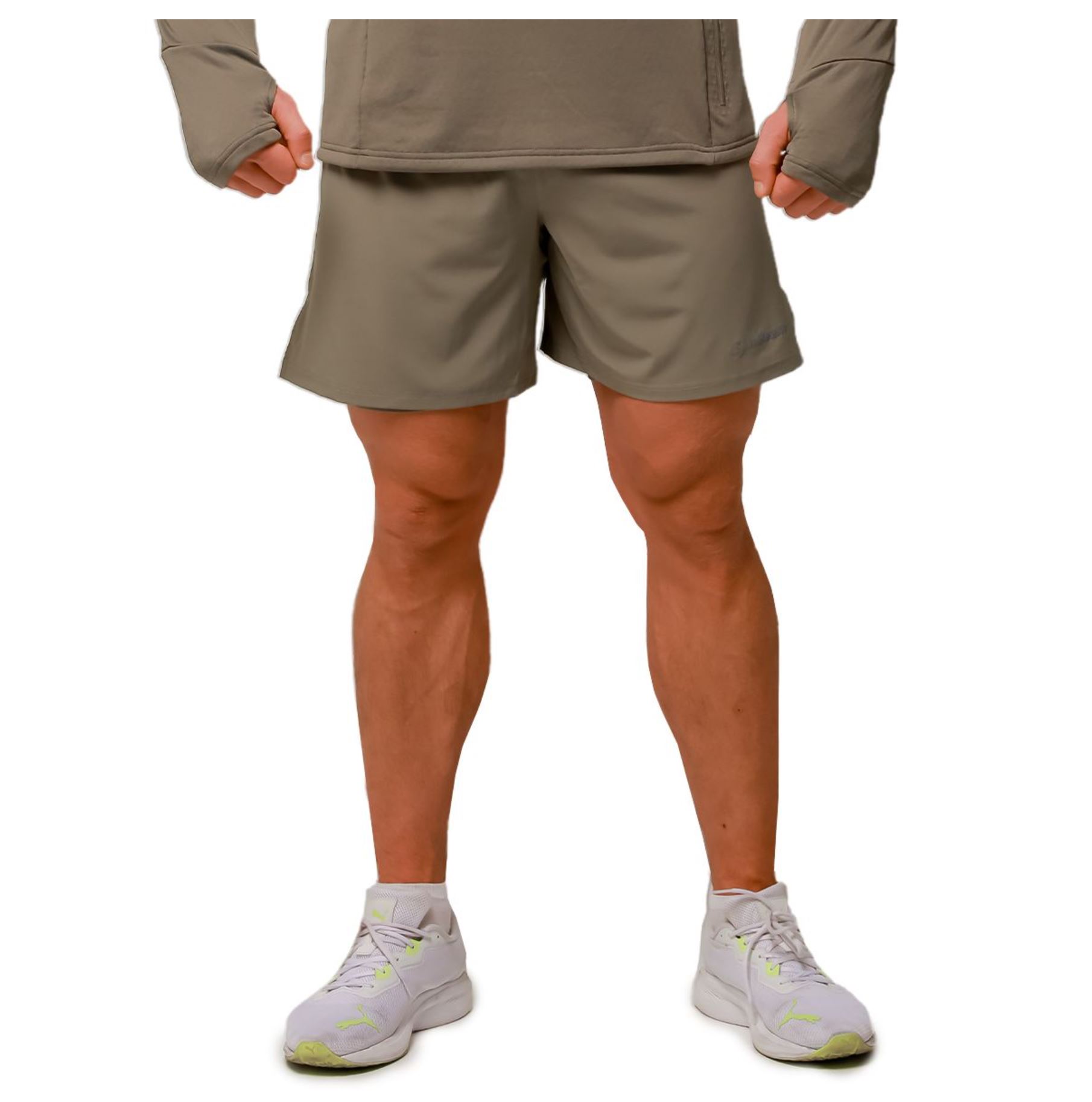 GymBeam PULSE Laufshorts 2in1 atmungsaktiv & schnelltrocknend mit Rückentasche Vetiver Gr. S