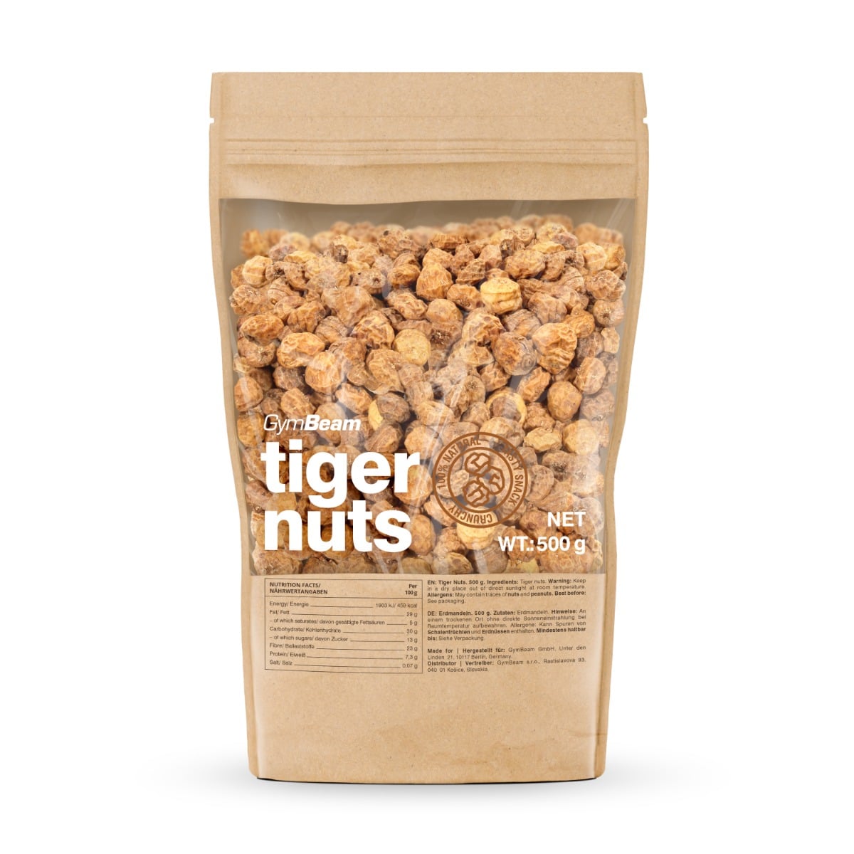 GymBeam Erdmandeln knackige Tigernüsse mit hohem Ballaststoffgehalt Chufanüsse 500 g
