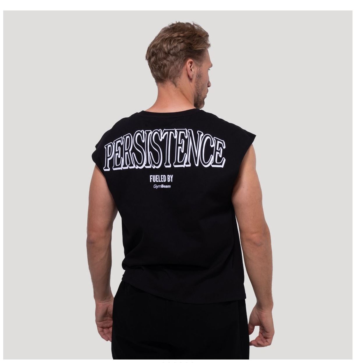 GymBeam Tank Top schwarz Persistence oversized Herren TankTop atmungsaktiv 100% Baumwolle Gr. S