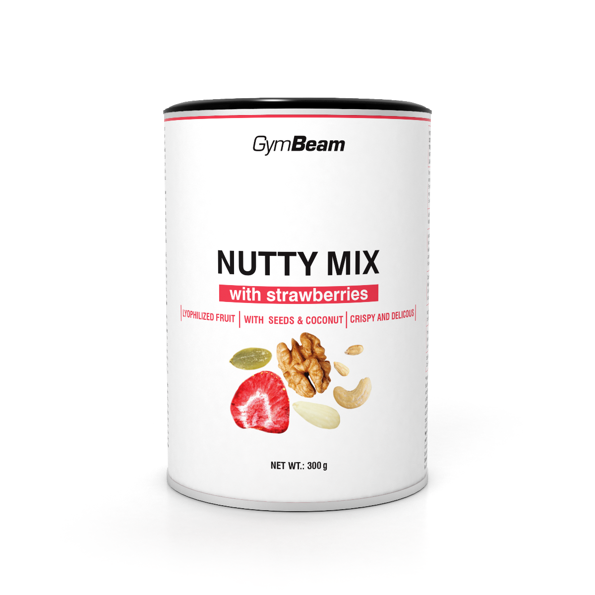 GymBeam Nutty Mix mit getrockneten Erdbeeren Nuss-Samen-Mix als Topping 300 g