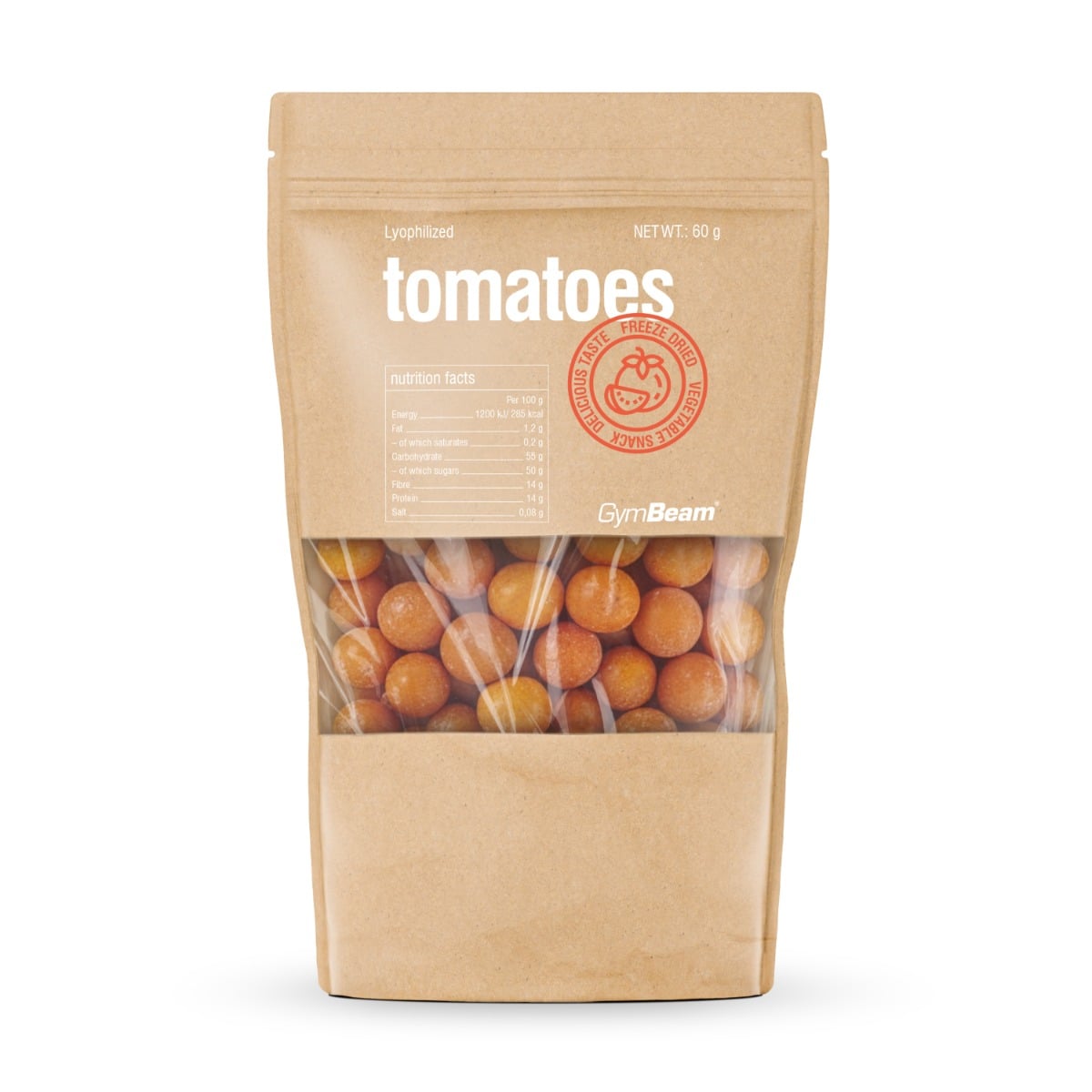 GymBeam Cherry-Tomaten gefriergetrocknet Tomaten knusprig als Snack 60 g