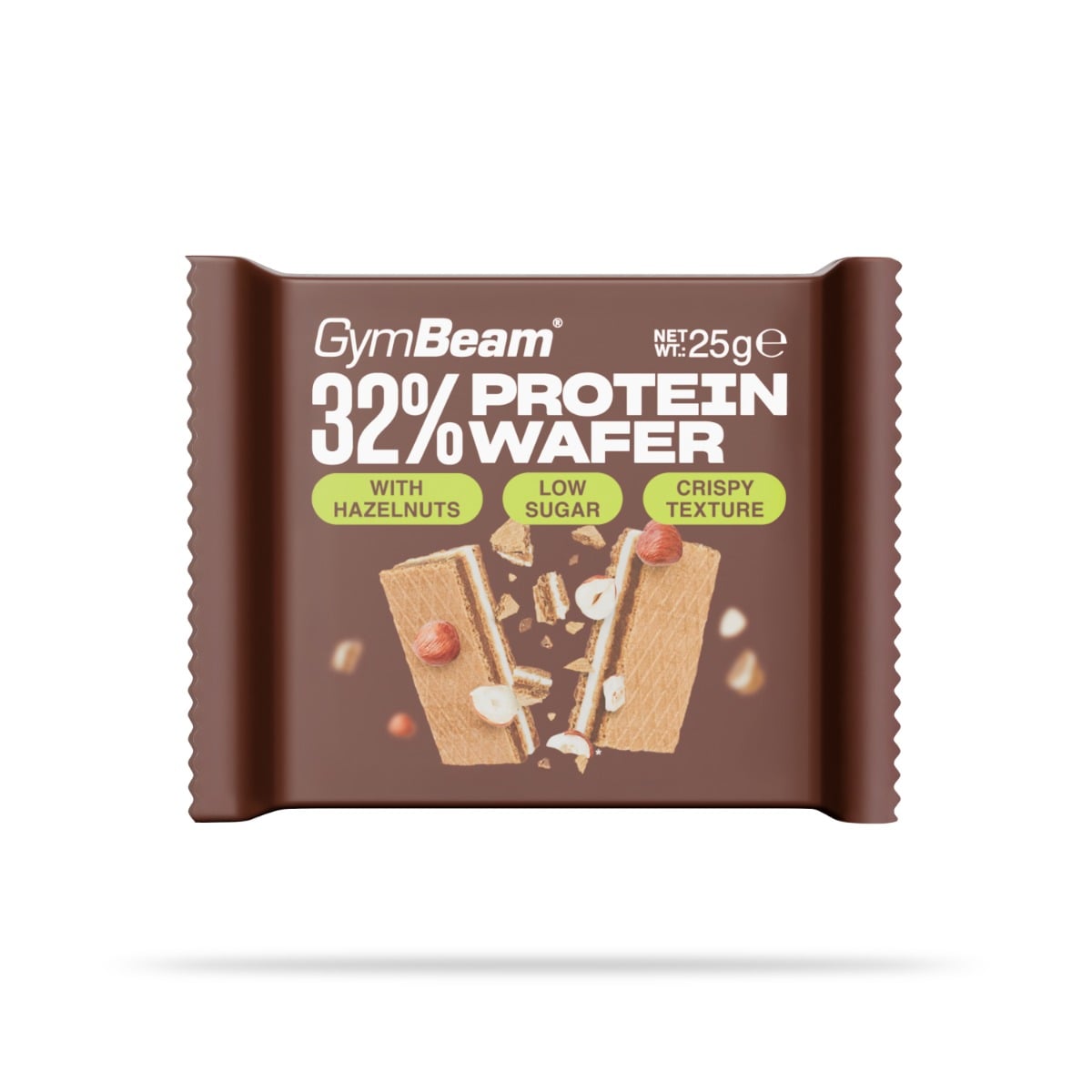 GymBeam Proteinwaffel 32% Milch-Nuss Geschmack Protein Wafer knusprig 3-lagig