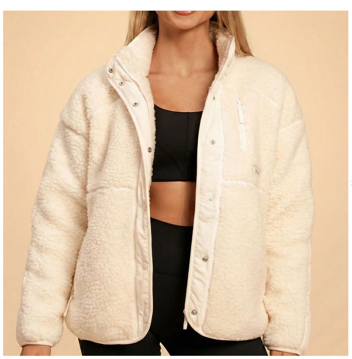 BeastPink Fleecejacke mit Plüschfutter Ivory Übergangsjacke BLISS Jacke für Frauen Gr. XS