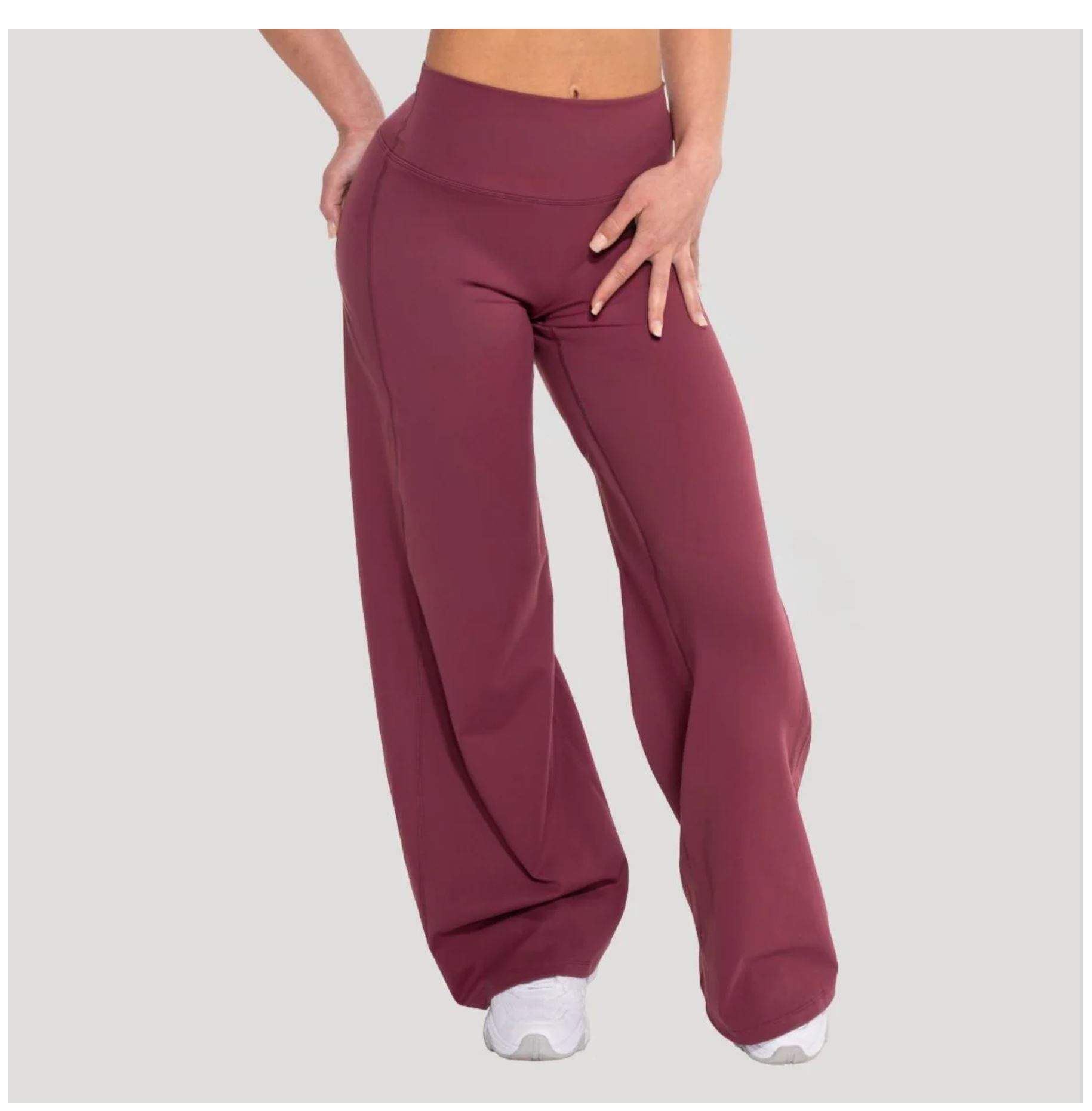 GymBeam Sporthose FLOW Weinrot für Frauen Straight Pants atmungsaktive Trainingshose mit Strech Gr. XL