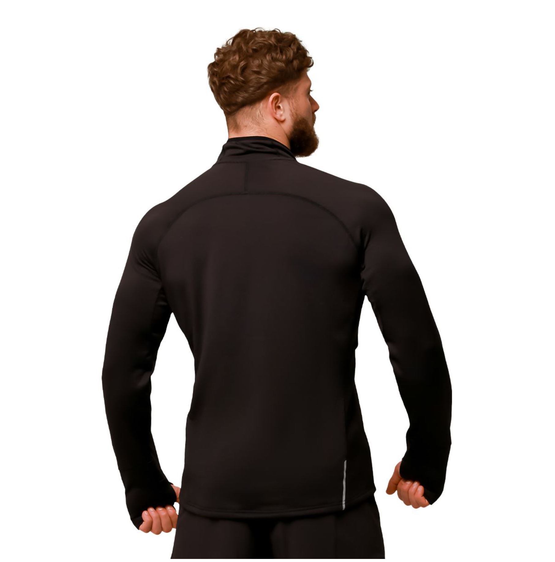 GymBeam PULSE Lauf-Sweatshirt mit Reißverschlusstaschen atmungsaktiv & schnelltrocknend Schwarz Gr. S