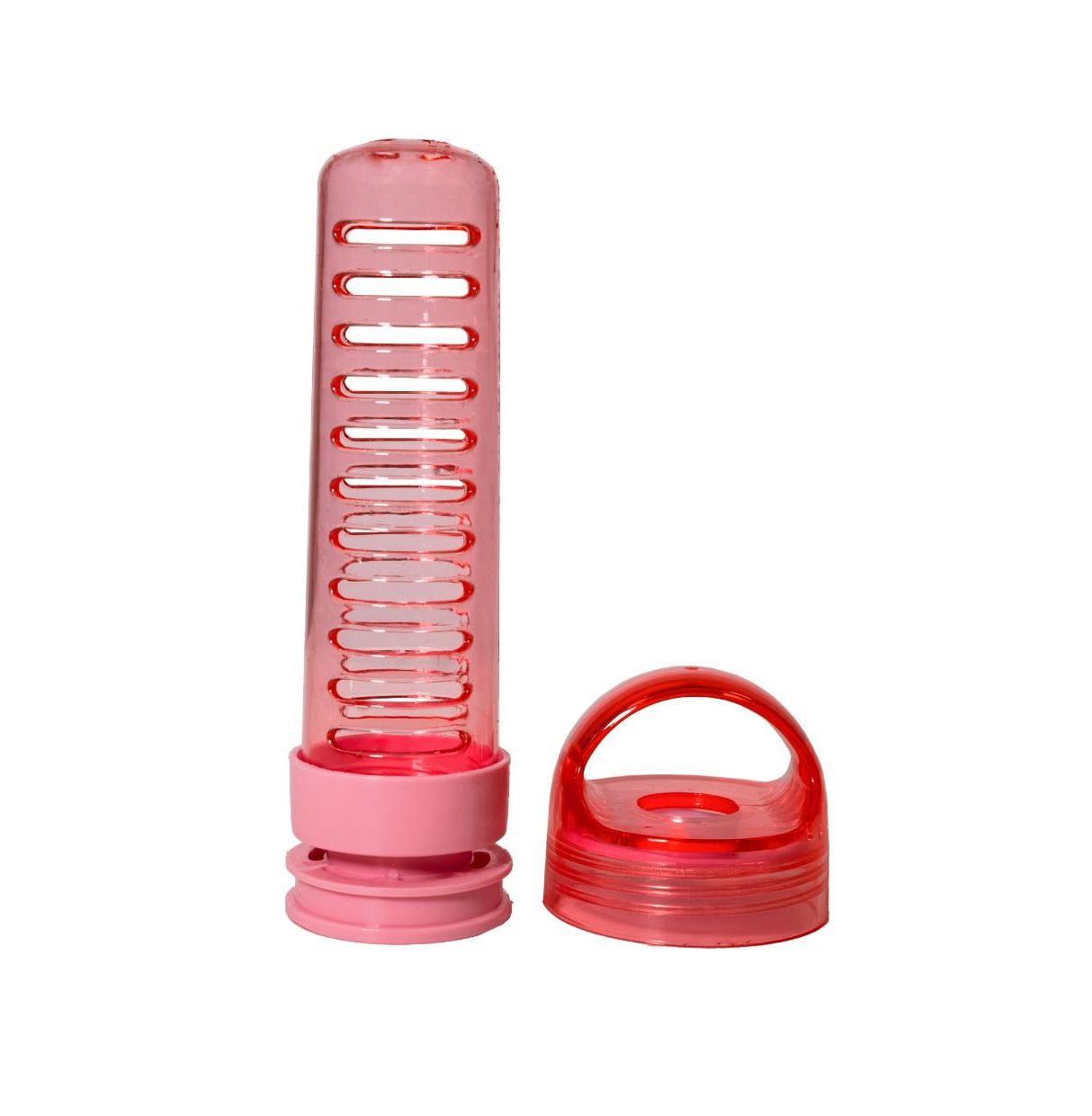 GymBeam Infuser Trinkflasche mit Aufgussfilter Sportflasche leicht durchsichtigt mit Filter All-Pink 700 ml