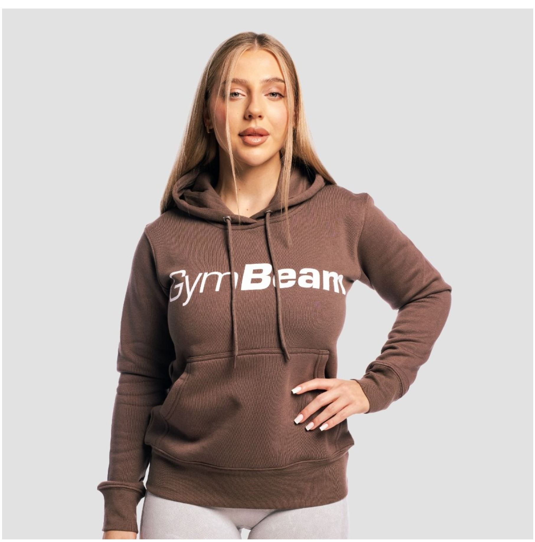 GymBeam ATHLETE-Hoodie für Frauen Sporthoodie Trainings-Kapuzenpullover Kakao Gr. S