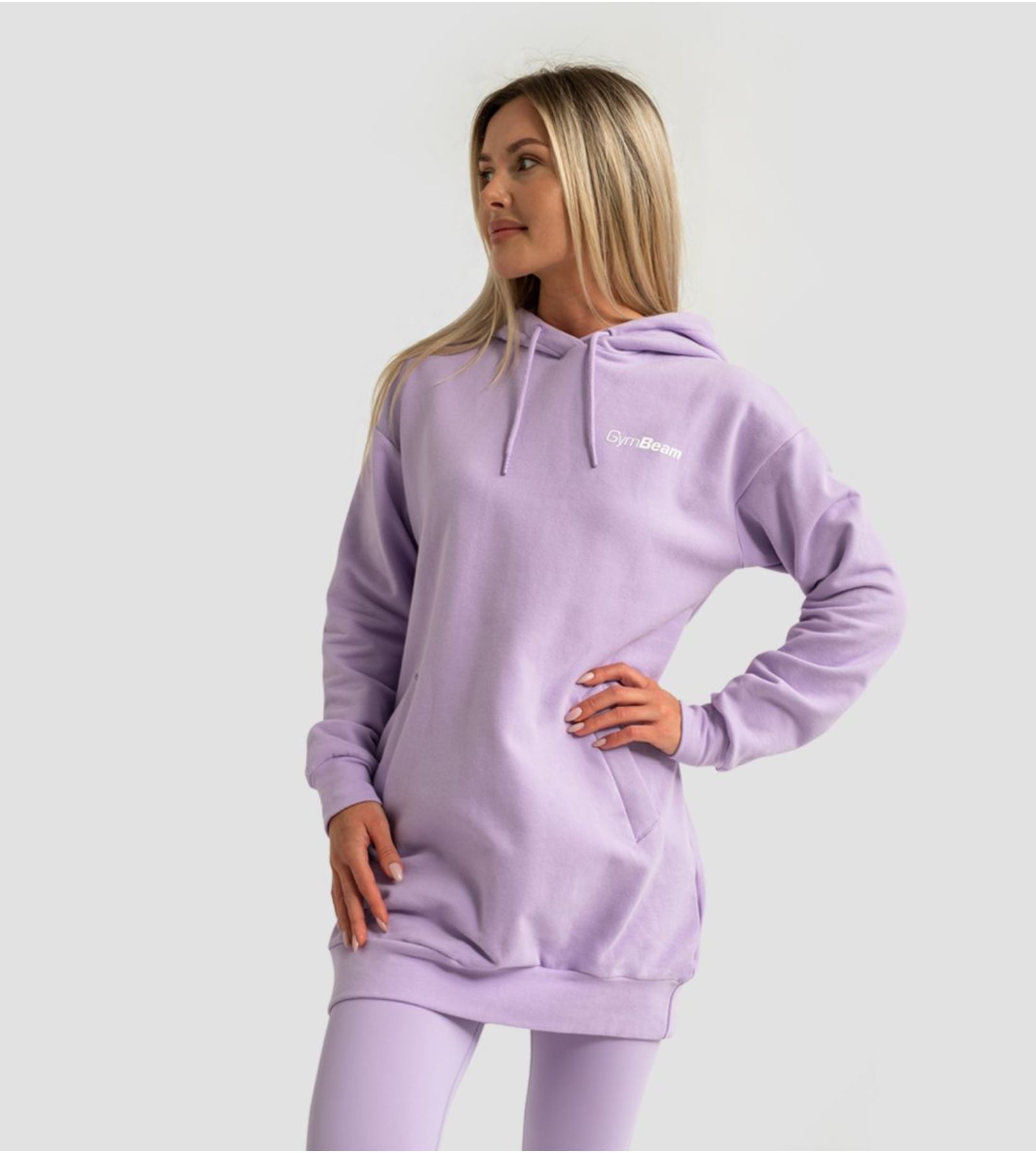GymBeam LIMITLESS Longline Hoodie mit Seitentaschen Hoodie-Extralang