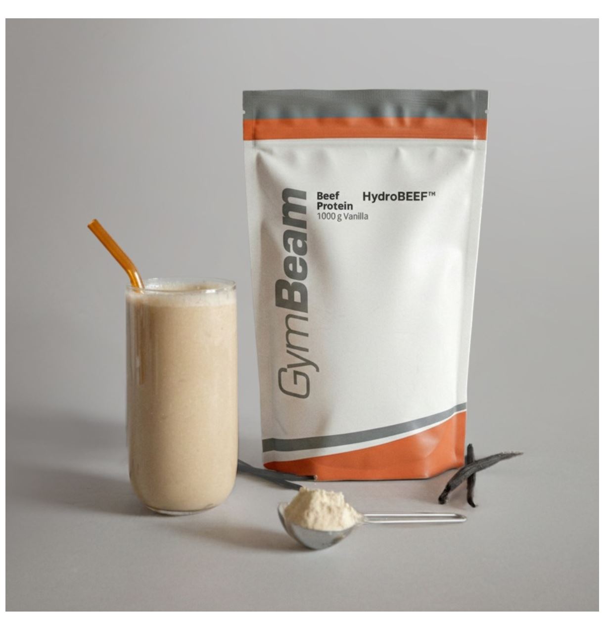 GymBeam Rindfleischprotein Vanille Hydrobeef Rinderprotein Beef Protein als Proteinpulver 1000 g