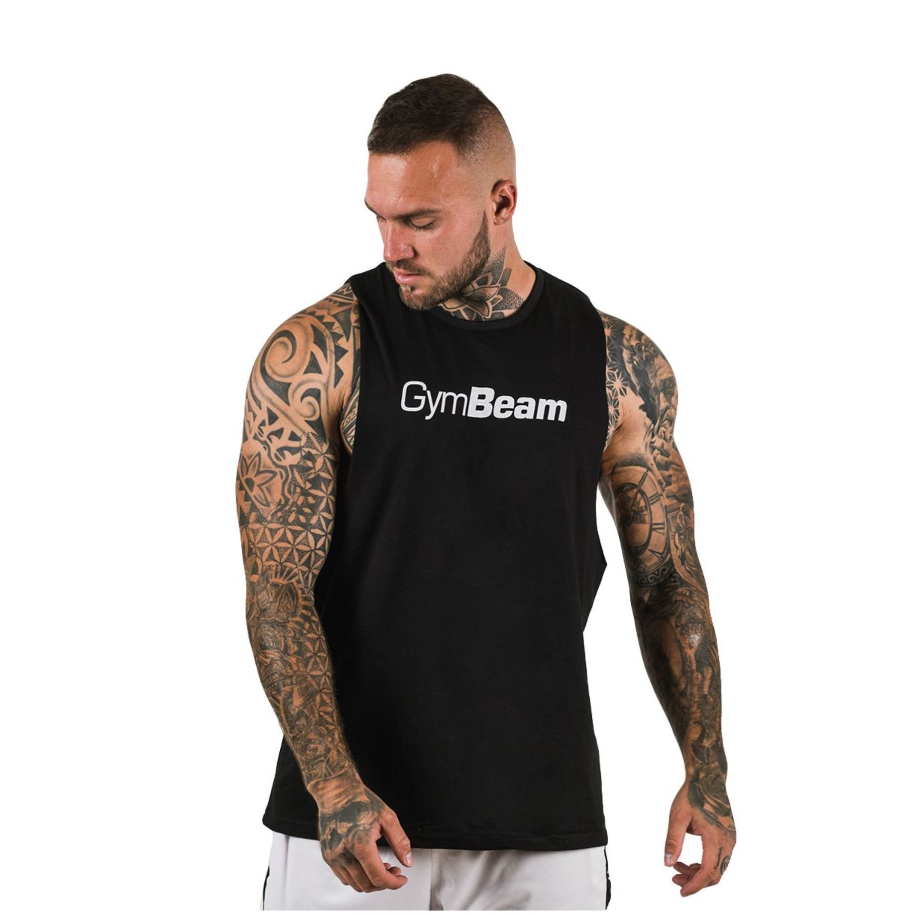 GymBeam CUT-OFF Tank Top schwarz mit offener Seite atmungsaktiv Gr. S