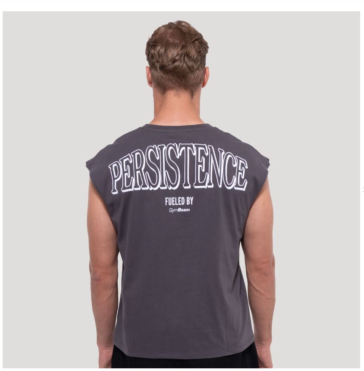 GymBeam Tank Top grau Persistence oversized Herren TankTop atmungsaktiv 100% Baumwolle Größe S