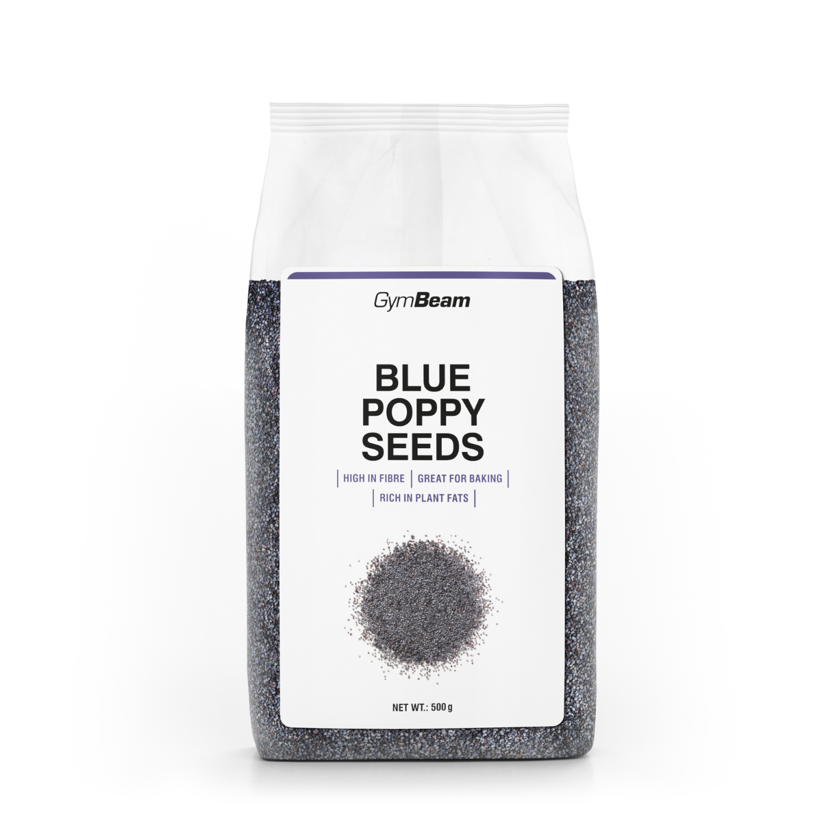 GymBeam Blauer Mohn mit ganzen öligen Mohnsamen als hoher Ballaststoff 500 g