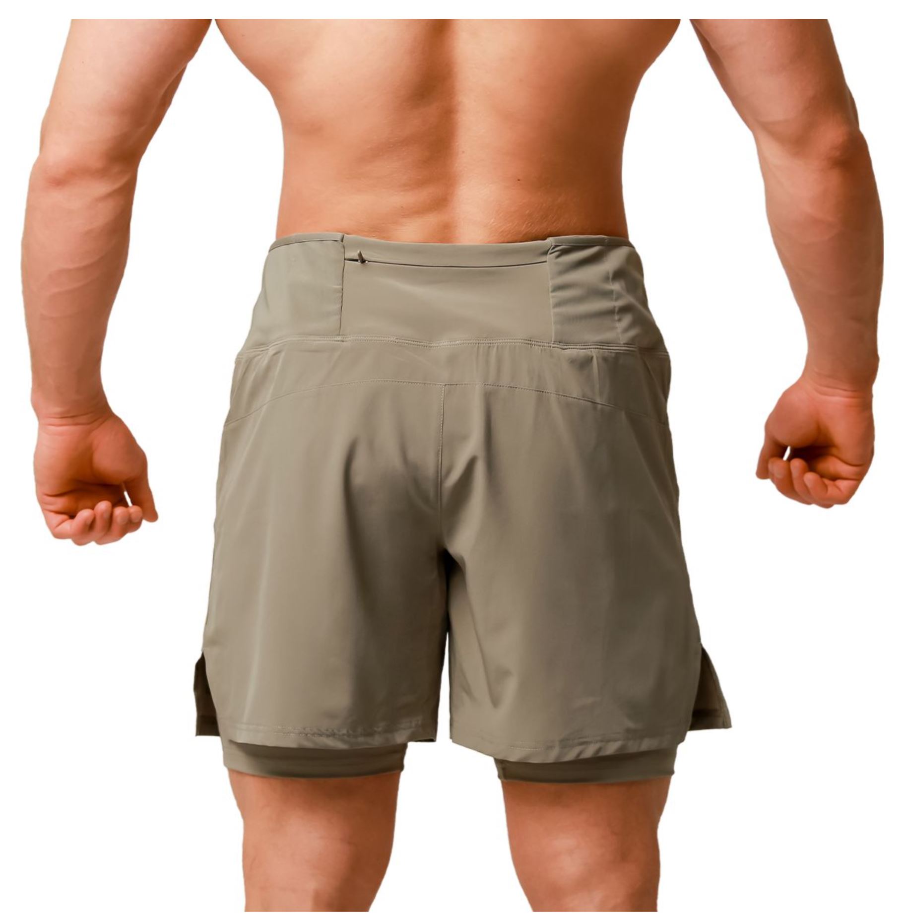 GymBeam PULSE Laufshorts 2in1 atmungsaktiv & schnelltrocknend mit Rückentasche Vetiver Gr. S