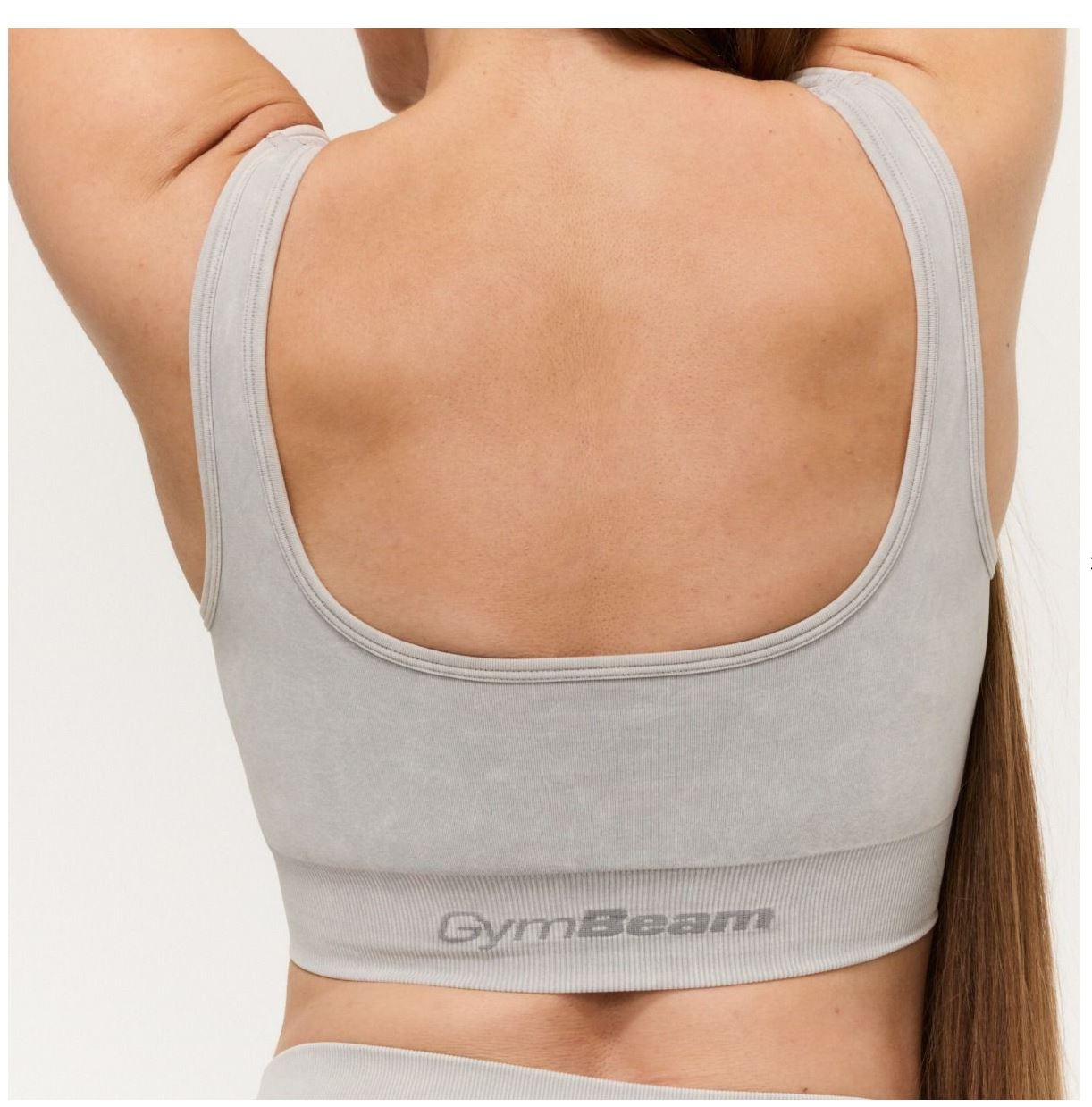 GymBeam LIFT Sport-BH Grau nahtlos mittlerer Halt Fitness-BH mit Einlagen-Pads Gr. S