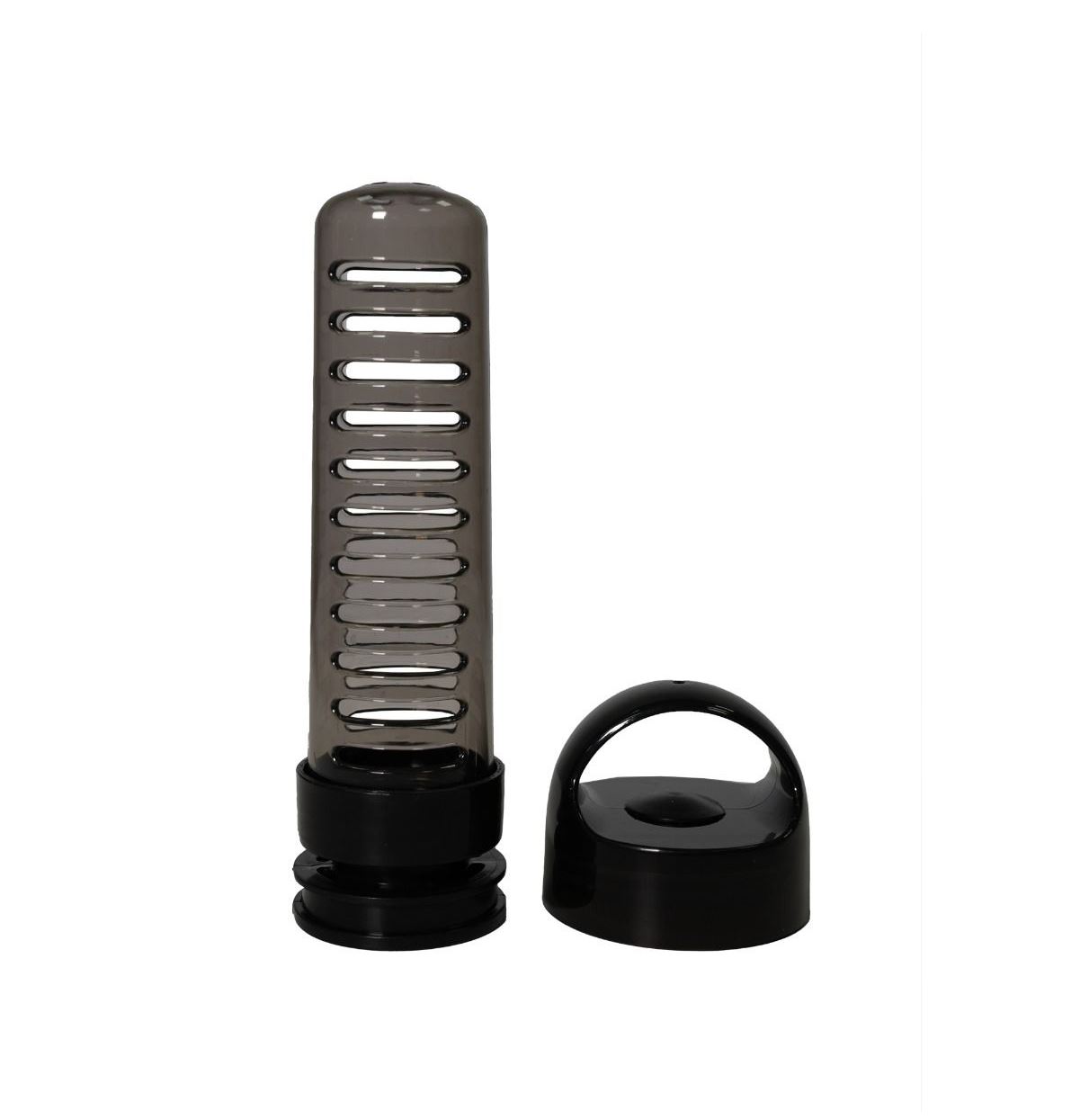 GymBeam Infuser Trinkflasche mit Aufgussfilter Sportflasche leicht durchsichtigt mit Filter All-Black 700 ml