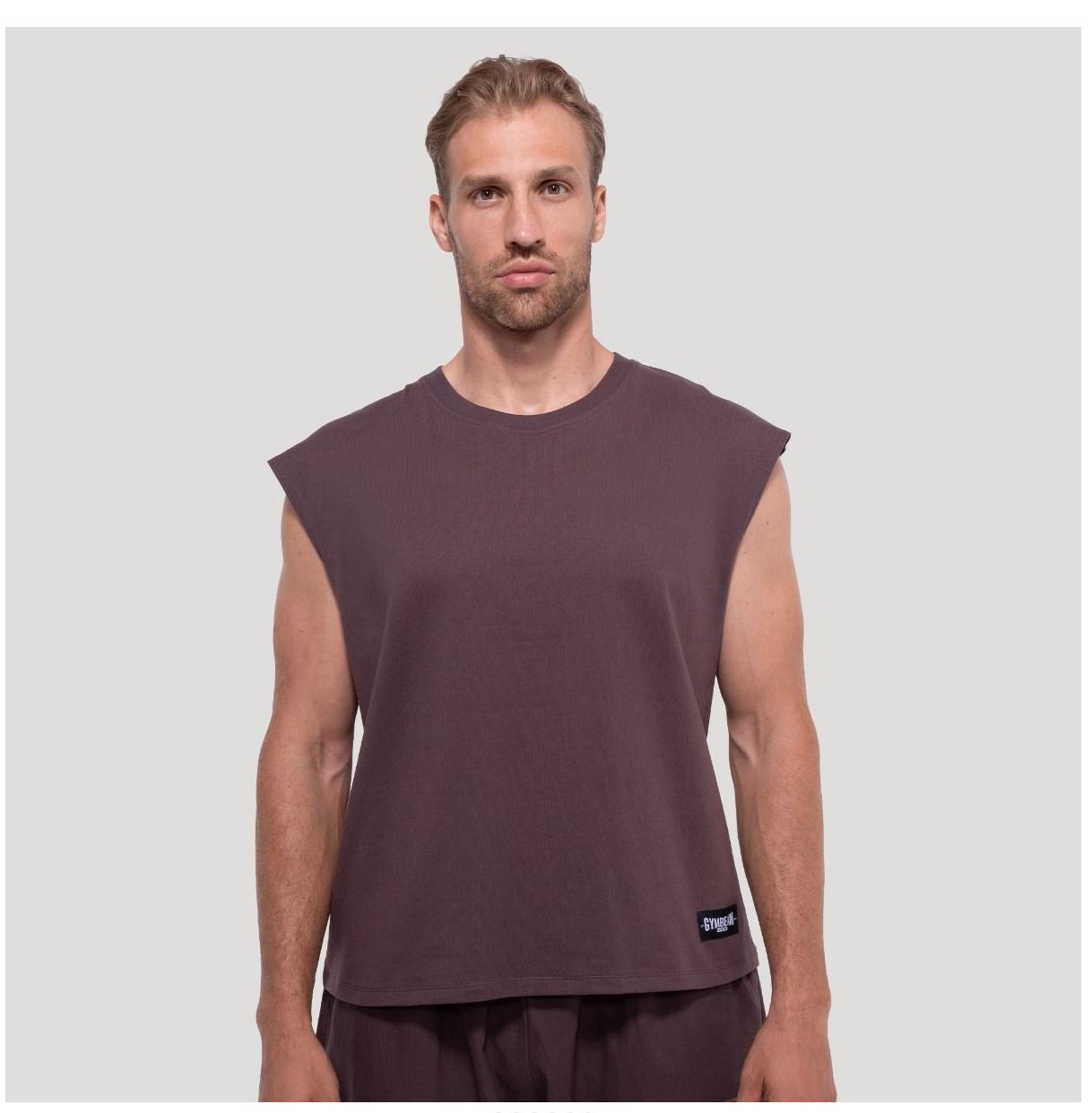 GymBeam Tank Top braun Persistence oversized Herren TankTop atmungsaktiv 100% Baumwolle Gr. S