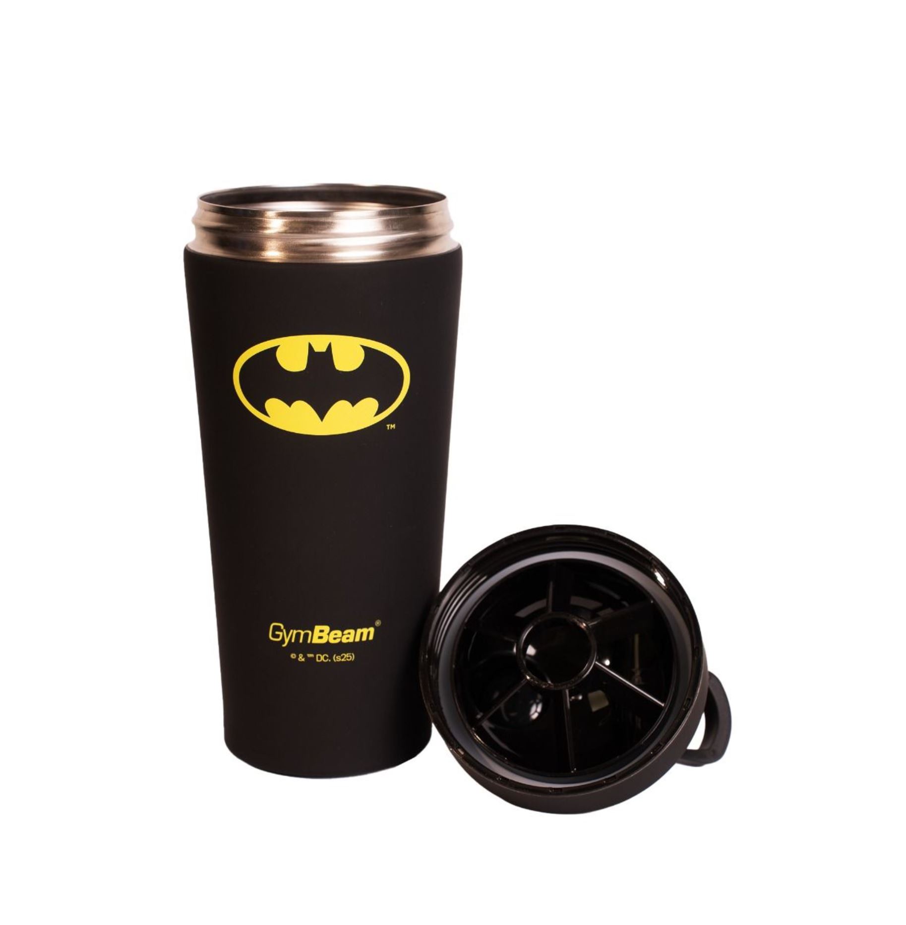 GymBeam Superhelden-Shaker Batman™ Original Gaming-Shaker schwarz mit Skala 750 ml