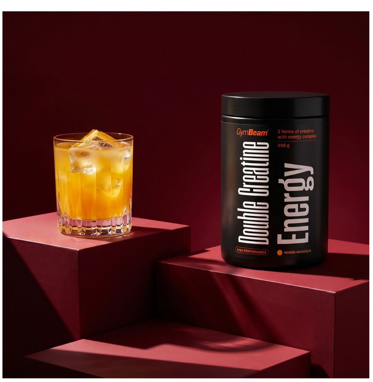 GymBeam Kreatin Mango-Maracuja Double Energy mit Vitaminen laktosefrei Creatin Energie-Power 350 g