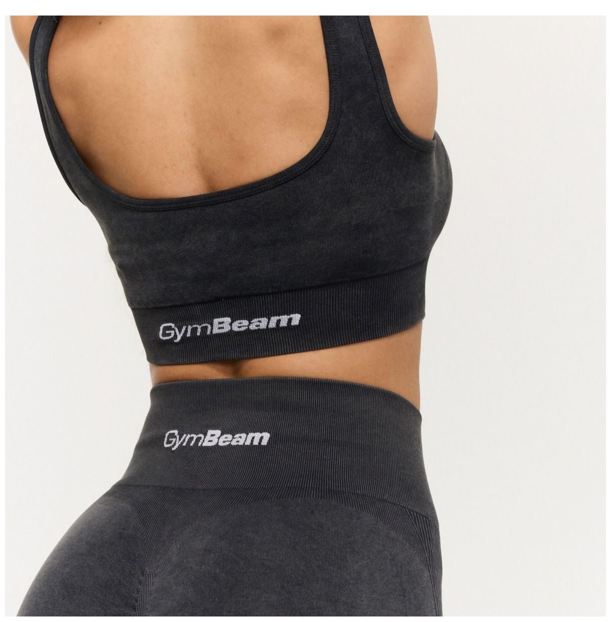 GymBeam LIFT Sport-BH in Coal nahtlos mittlerer Halt Fitness-BH mit Einlagen-Pads Gr. S