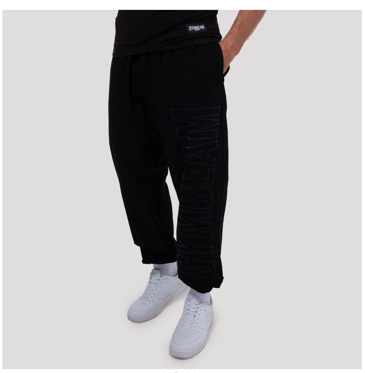 GymBeam Jogginghose schwarz Persistence mit Ripstop-Gewebe Bodybuilderhose oversized-Schnitt 100% Baumwolle Gr. S