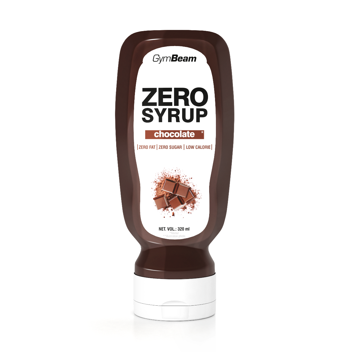 GymBeam Schokoladensirup ZERO ohne Zucker Schokosoße im Spender Vegan 320 ml