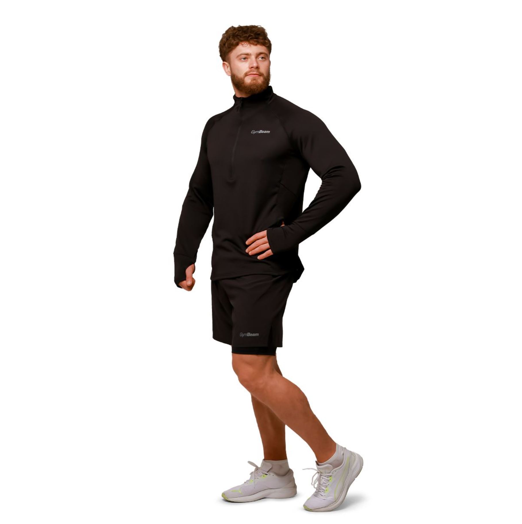GymBeam PULSE Laufshorts 2in1 atmungsaktiv & schnelltrocknend mit Rückentasche Schwarz Gr. XXL