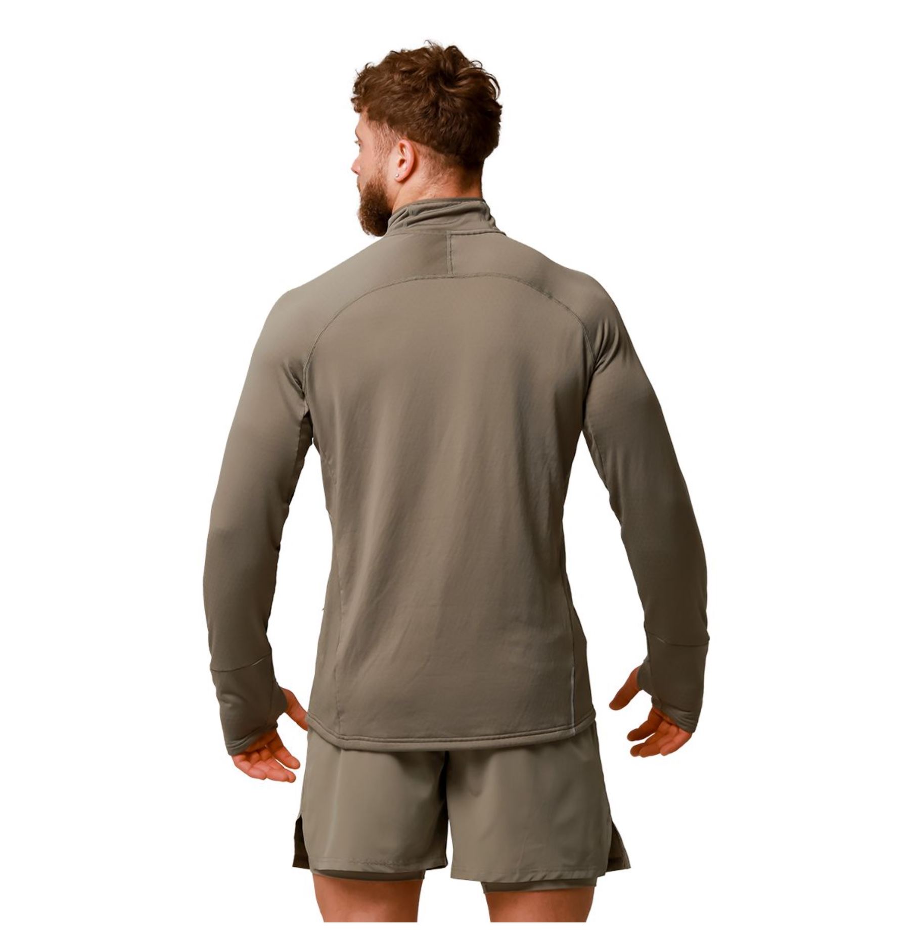GymBeam PULSE Lauf-Sweatshirt mit Reißverschlusstaschen atmungsaktiv & schnelltrocknend Vetiver Gr. S
