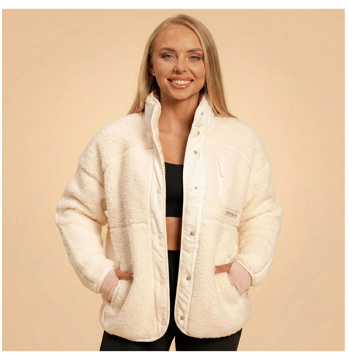 BeastPink Fleecejacke mit Plüschfutter Ivory Übergangsjacke BLISS Jacke für Frauen Gr. XS