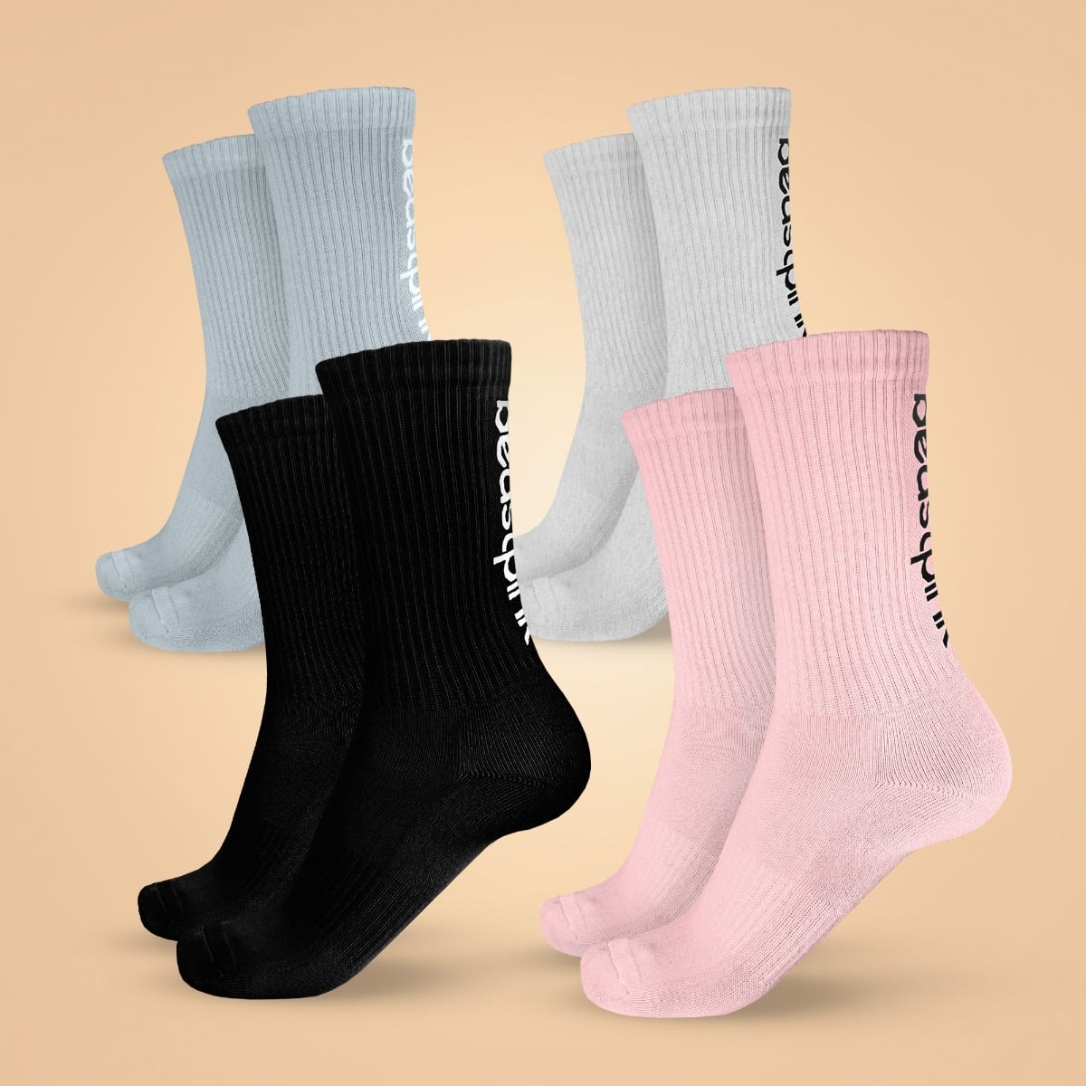 BeastPink 3/4 Socken atmungsaktiv & weich Sportsocken im 4er-Pack