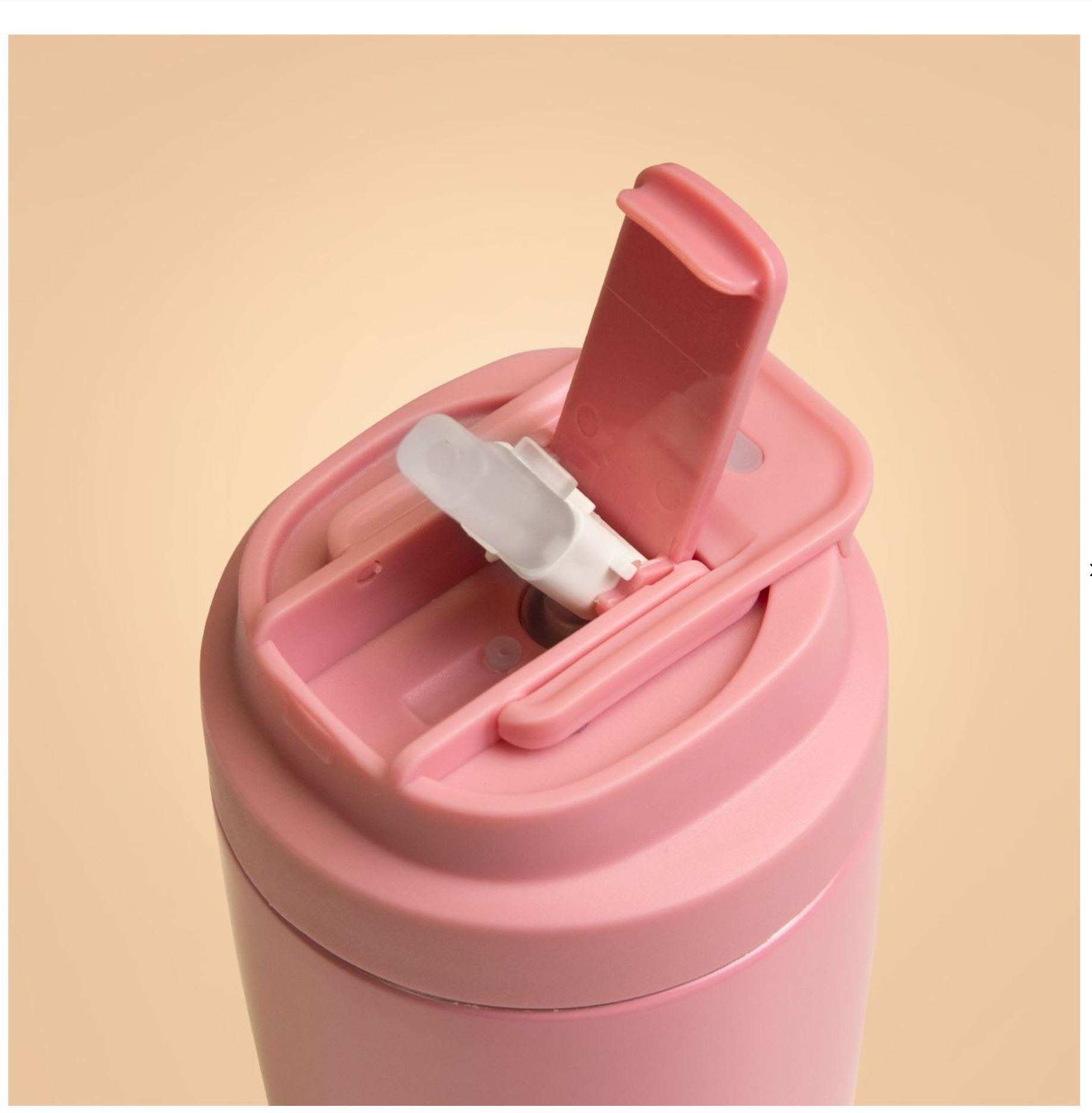 BeastPink Edelstahl-Thermobecher pink mit Strohhalm doppelwandige Isolierung für warm & Kaltgetränke 500 ml