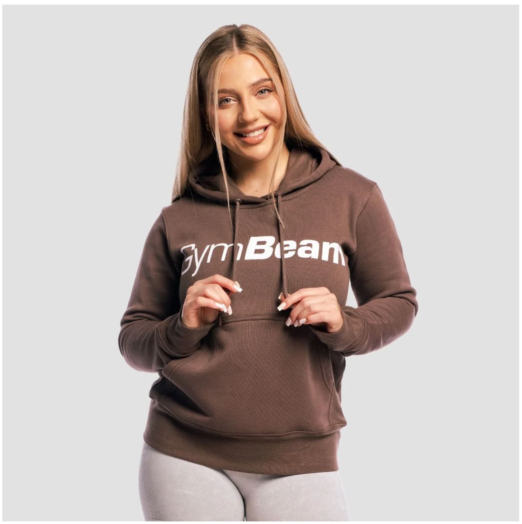 GymBeam ATHLETE-Hoodie für Frauen Sporthoodie Trainings-Kapuzenpullover Kakao Gr. S