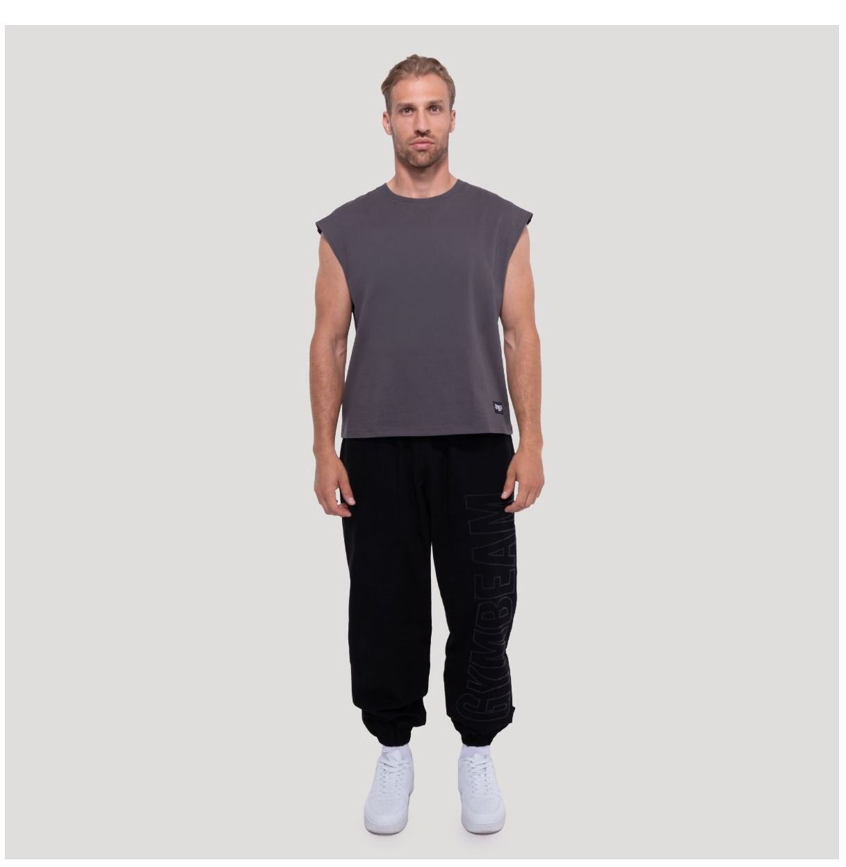 GymBeam Tank Top grau Persistence oversized Herren TankTop atmungsaktiv 100% Baumwolle Größe S