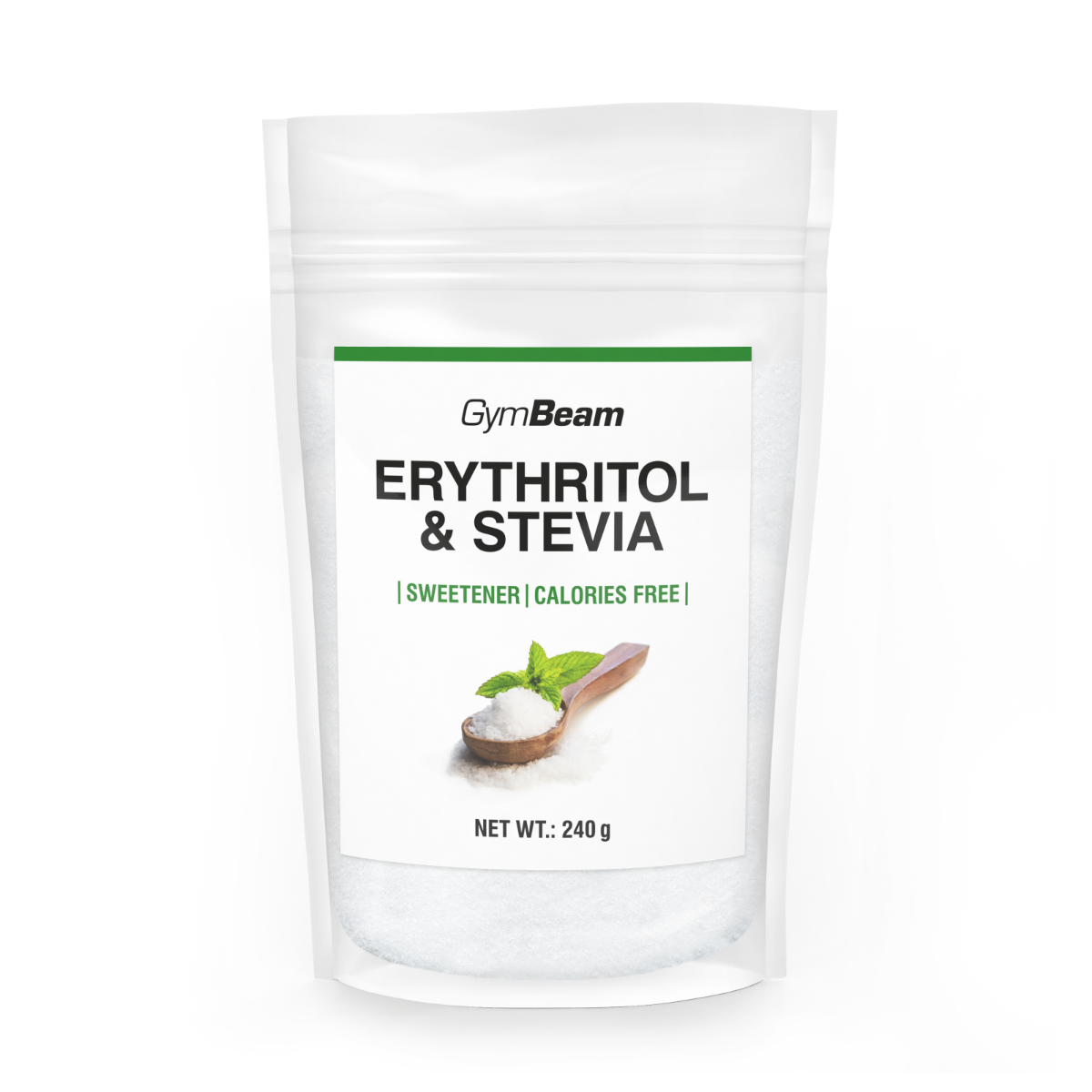 GymBeam Stevia & Erythritol Süßstoff ohne Zucker in Pulverform kalorienfreie Zuckeralternative 240 g