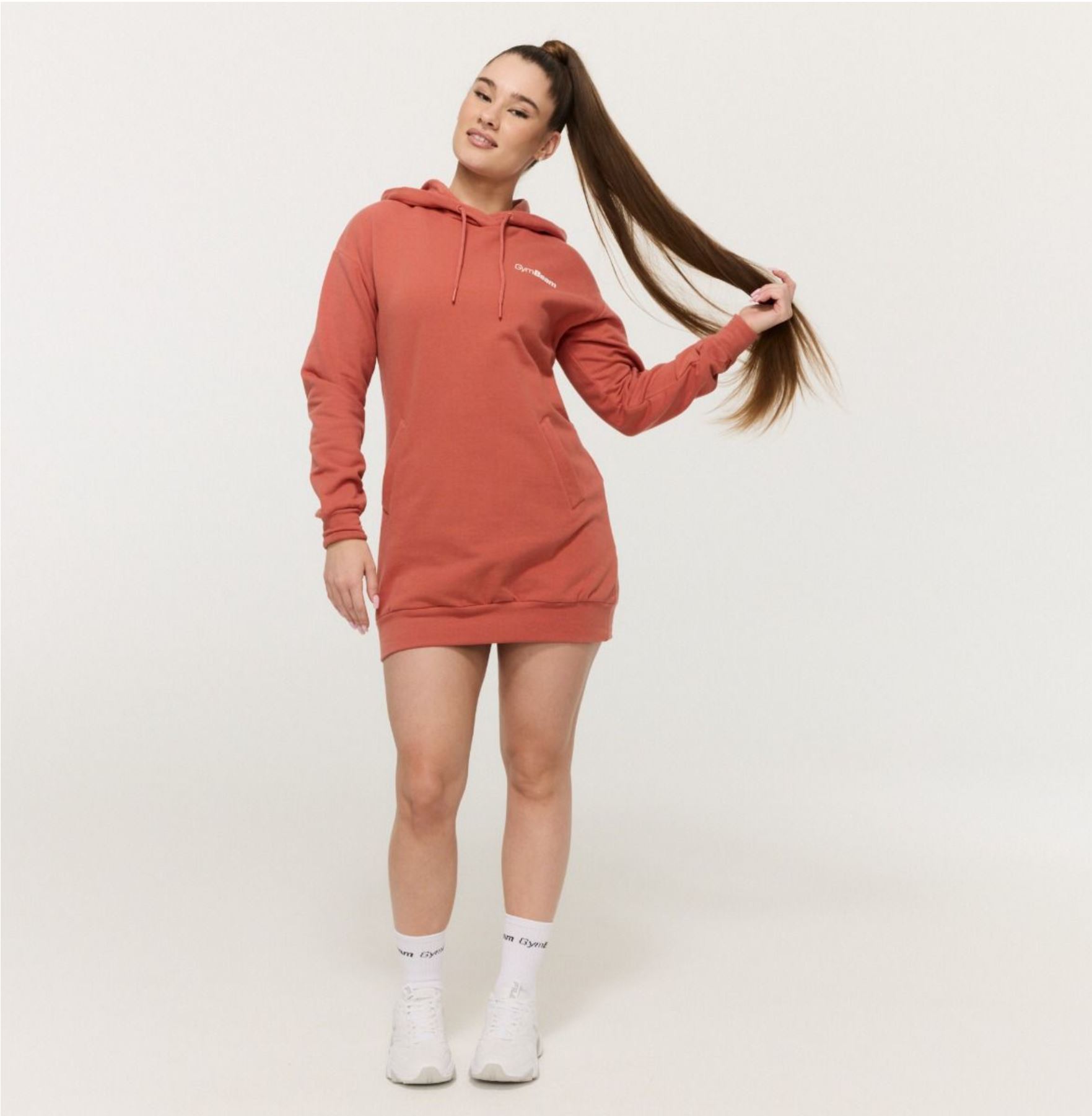 GymBeam LIMITLESS Longline Hoodie mit Seitentaschen Hoodie-Extralang