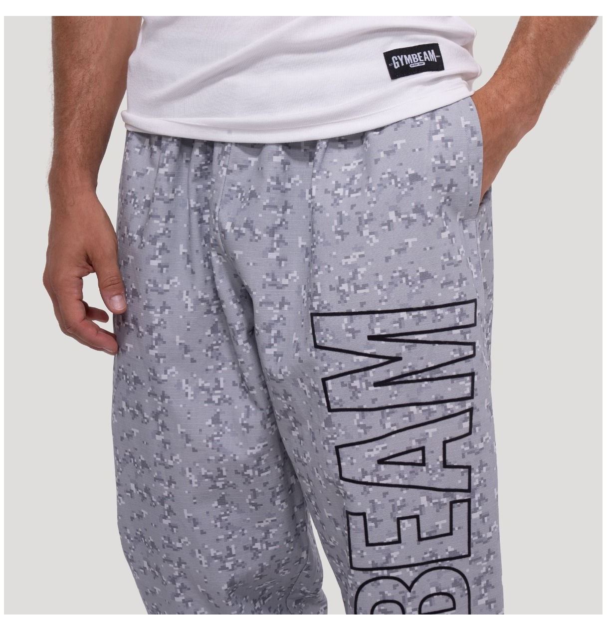 GymBeam Jogginghose grau Persistence mit Ripstop-Gewebe Bodybuilderhose oversized-Schnitt 100% Baumwolle Gr. S
